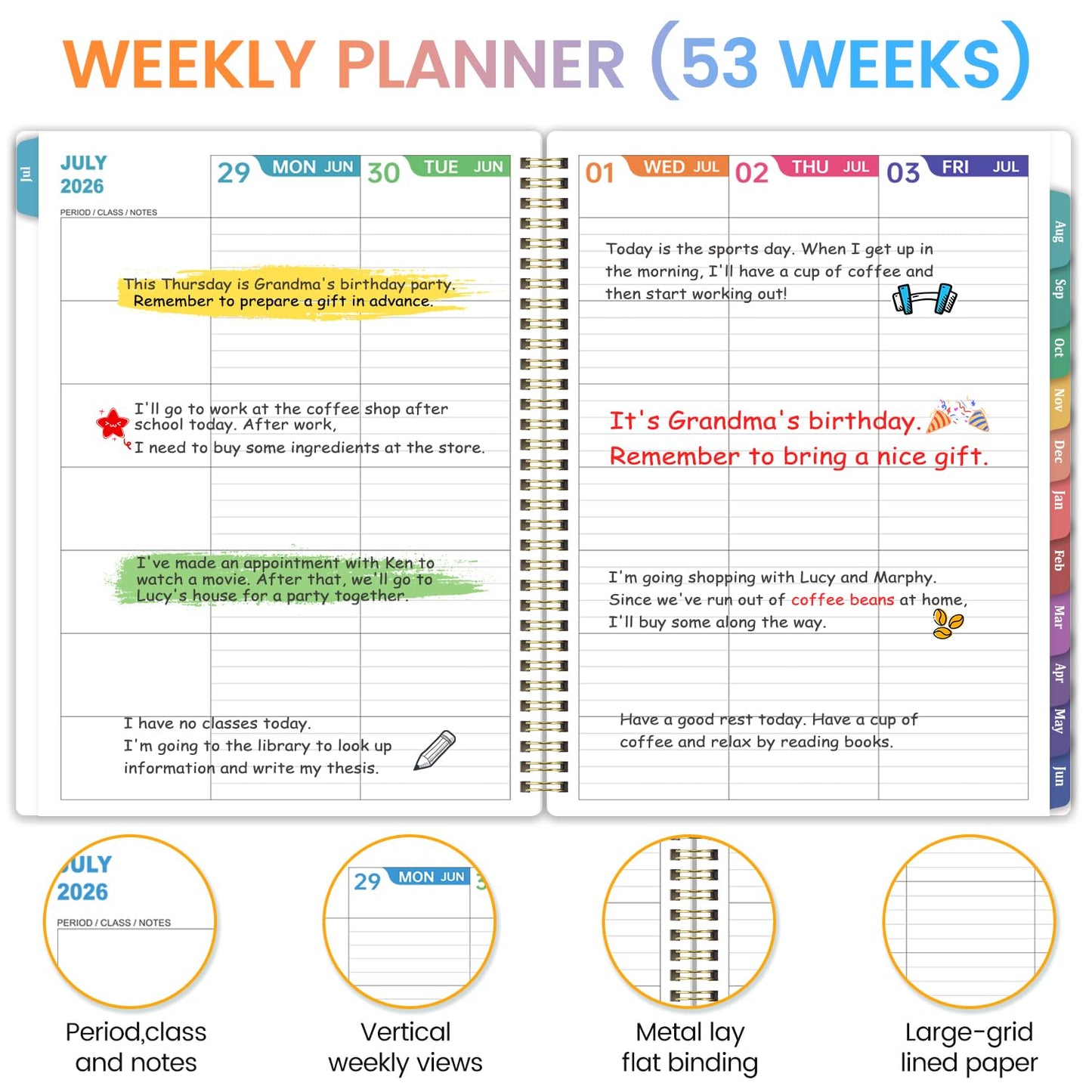 Teacher Planner 2026-2027 - Teacher Lesson Planner 2026-2027, July 2026 - June 2027, 8.5" x 11", Weekly & Monthly Lesson Plan Book for Teacher, Academic Planner with Colorful tabs, Inner Stickers