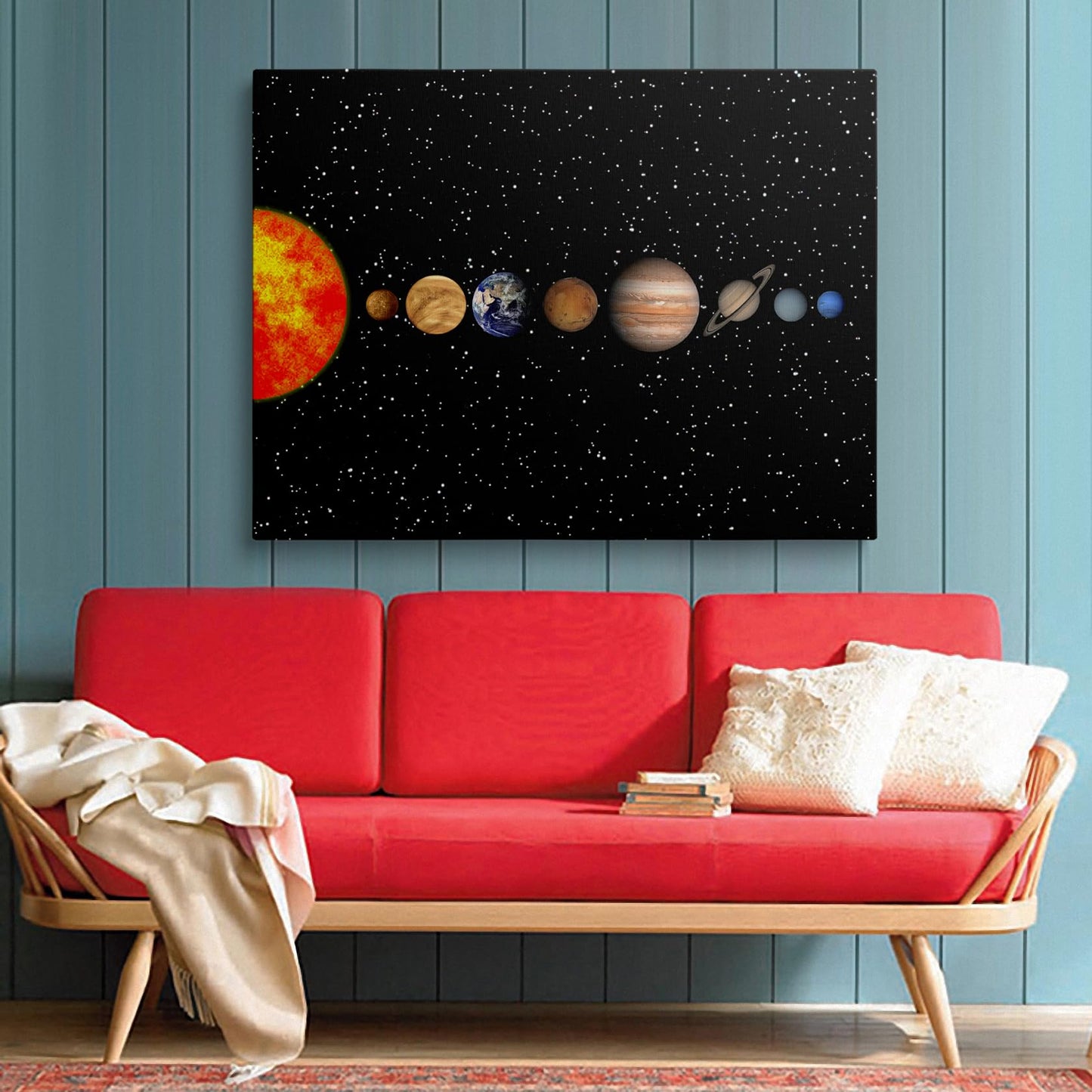 Framed Space Solar System Galaxy Planets Canvas Wall Art Astronomy Interstellar Science Decor Poster For Living Room Bedroom Home Office Artwork Gift Ready To Hang (16x24 Inches)