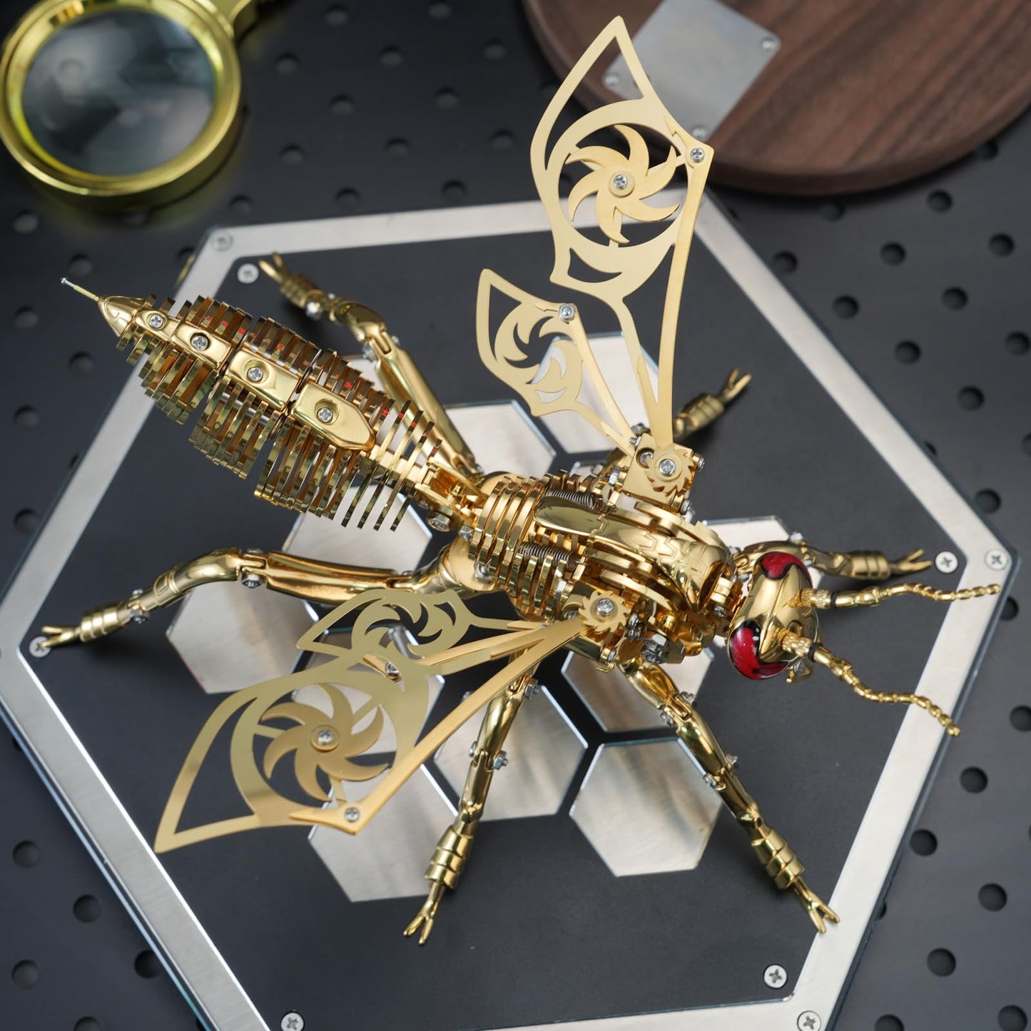 3D Metal Wasp Puzzles for Adults Model Kits Mechanical Puzzle Building Blocks, Difficult DIY Assembly for Men (Full Gold)