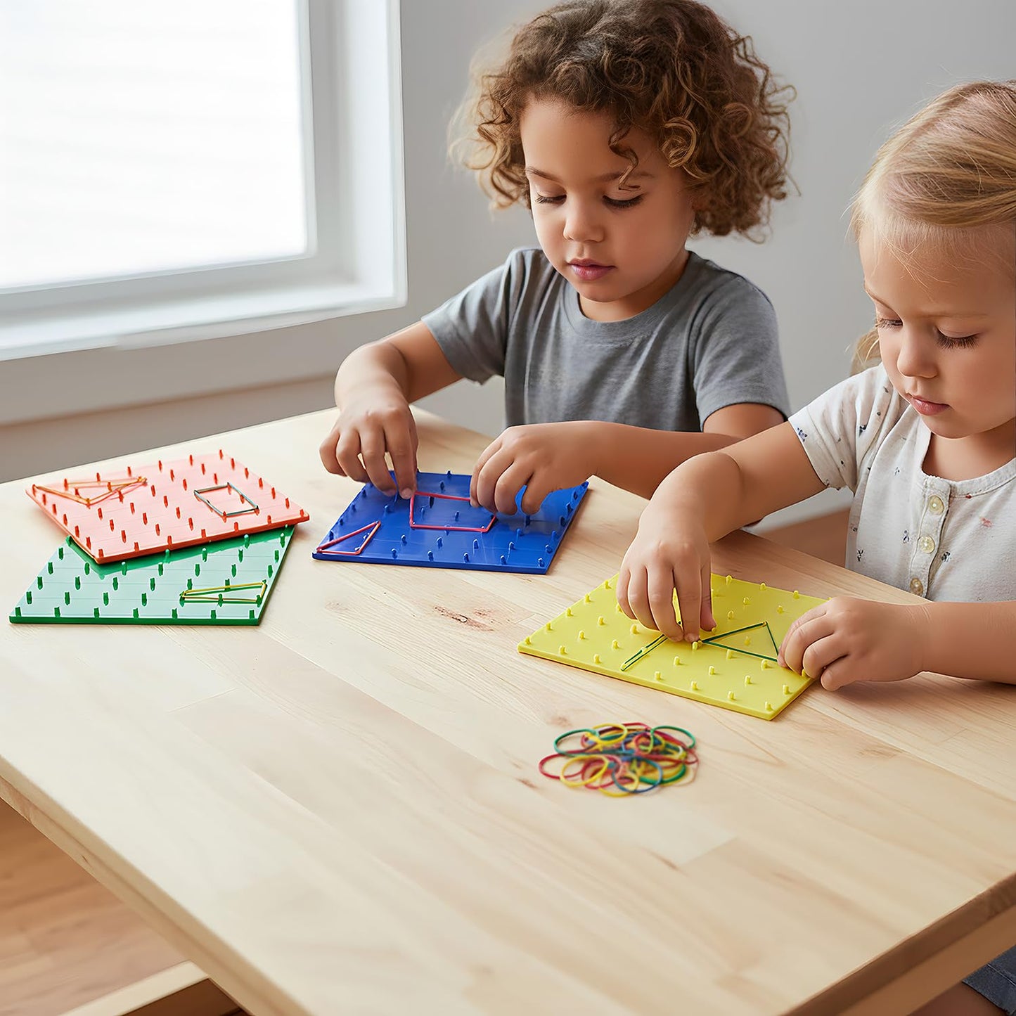 Fun Express 8" x 8" Geoboard Multicolor Plastic Math Manipulatives – 12 Pc.