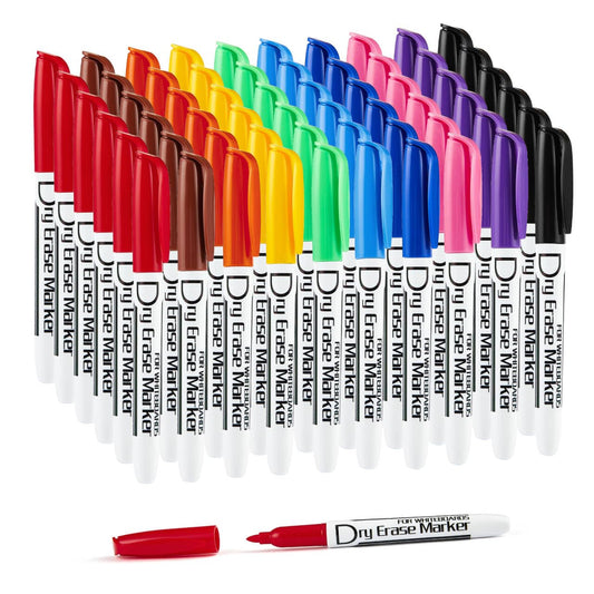 Volcanics Dry Erase Markers Bulk Pack of 60 Low Odor Fine Whiteboard Markers Pens, 10 Assorted Colors for Whiteboard Dry Erase Calendar