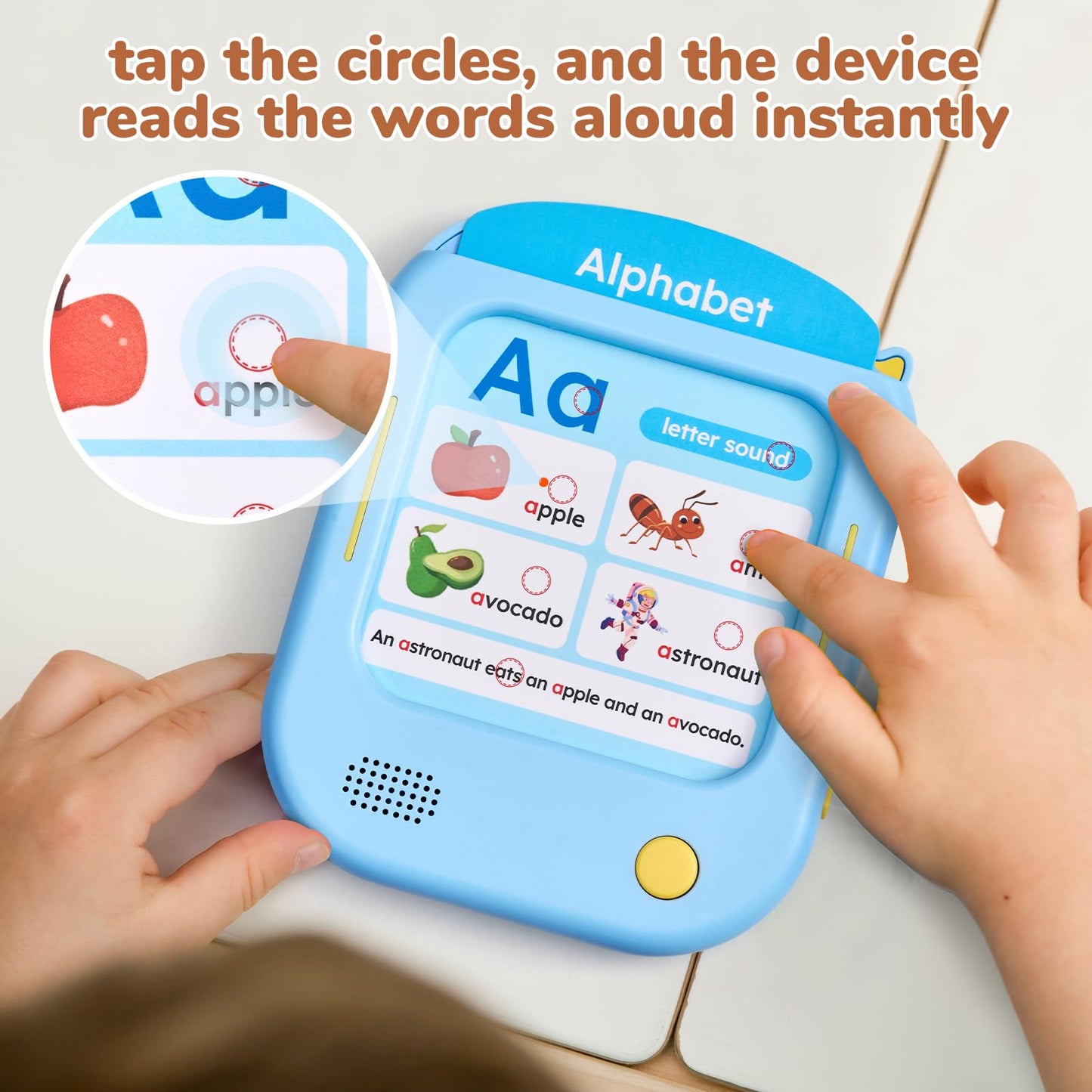 JoyCat Kids Learning Tablet, Phonics Talking Flash Cards, Learn to Read with 156 Pages, 40+ Themes, 600+ Words, 100+ Interactive Games, Screen-Free Toddler Learning Toys Gifts for 2-6 Year Old