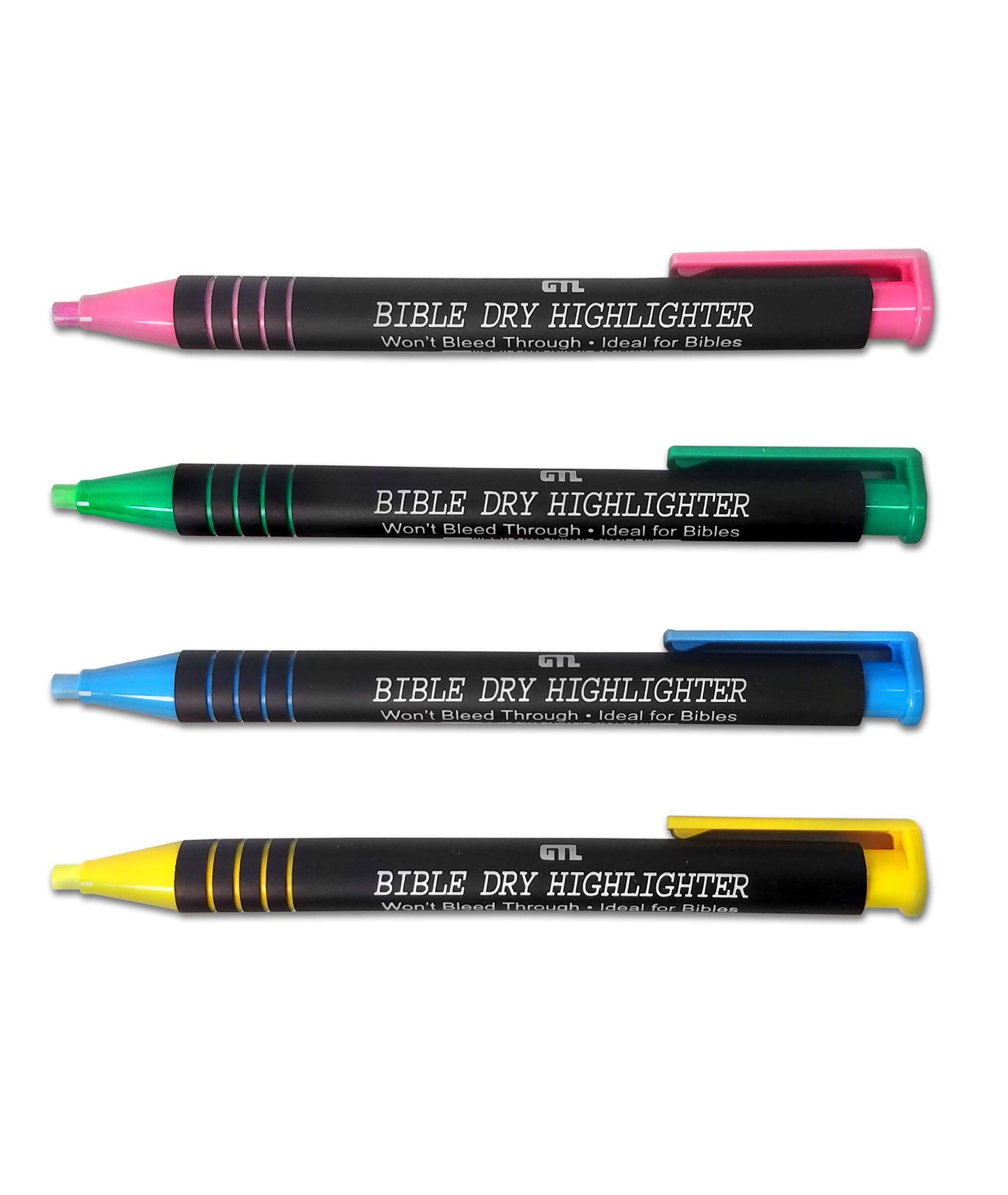 G.T. Luscombe Company, Inc. Bible Dry Highlighting Kit | No Bleed Eco-Friendly Refillable Dry Highlighters | No Sharpening | No Smearing or Fading | Yellow, Blue, Pink, Green (Set of 4)