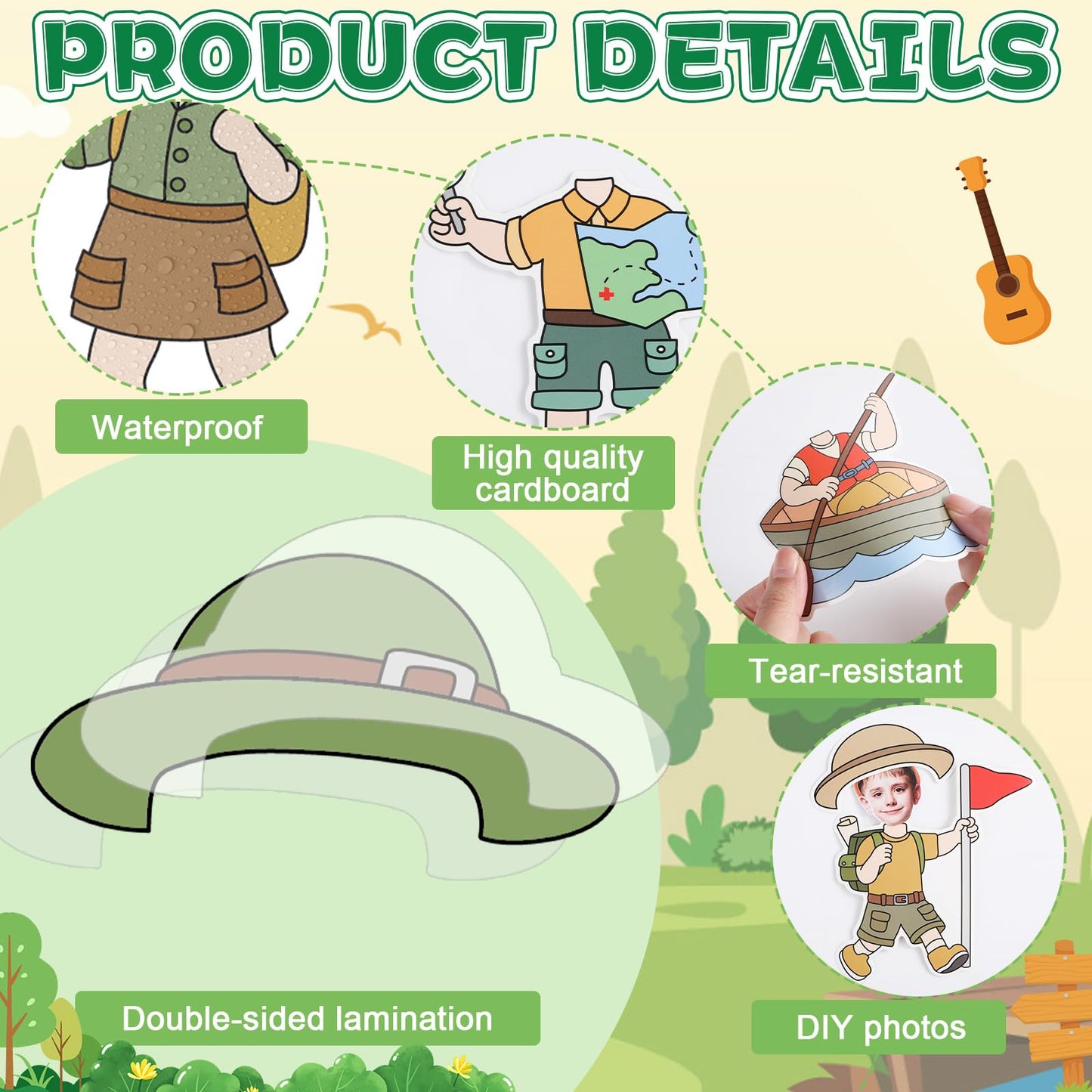60pcs Camping Theme DIY Cutouts Camper Bulletin Board Decoration Set Camping Adventure Paper Cut-Outs Classroom Decor for Boy Girl Classroom DIY Photo Craft Kindergarten School Wall Door Supplies