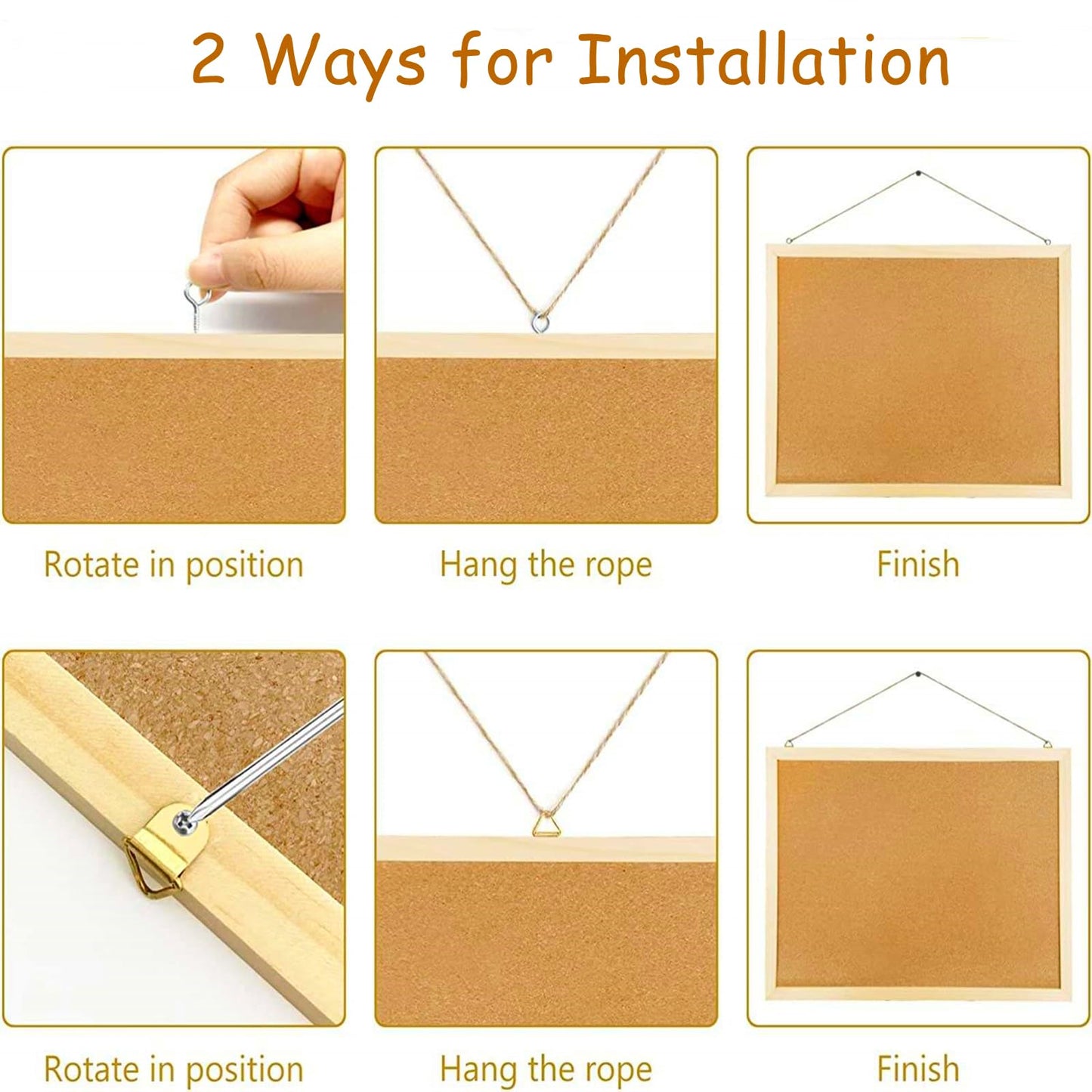 Lyellfe 3 Pack Cork Boards for Walls, 24''L x 16''W Large Bulletins Board with Frame, Push Pins, Thick Notice Board for Office School Home Decor, Two-Side Cork