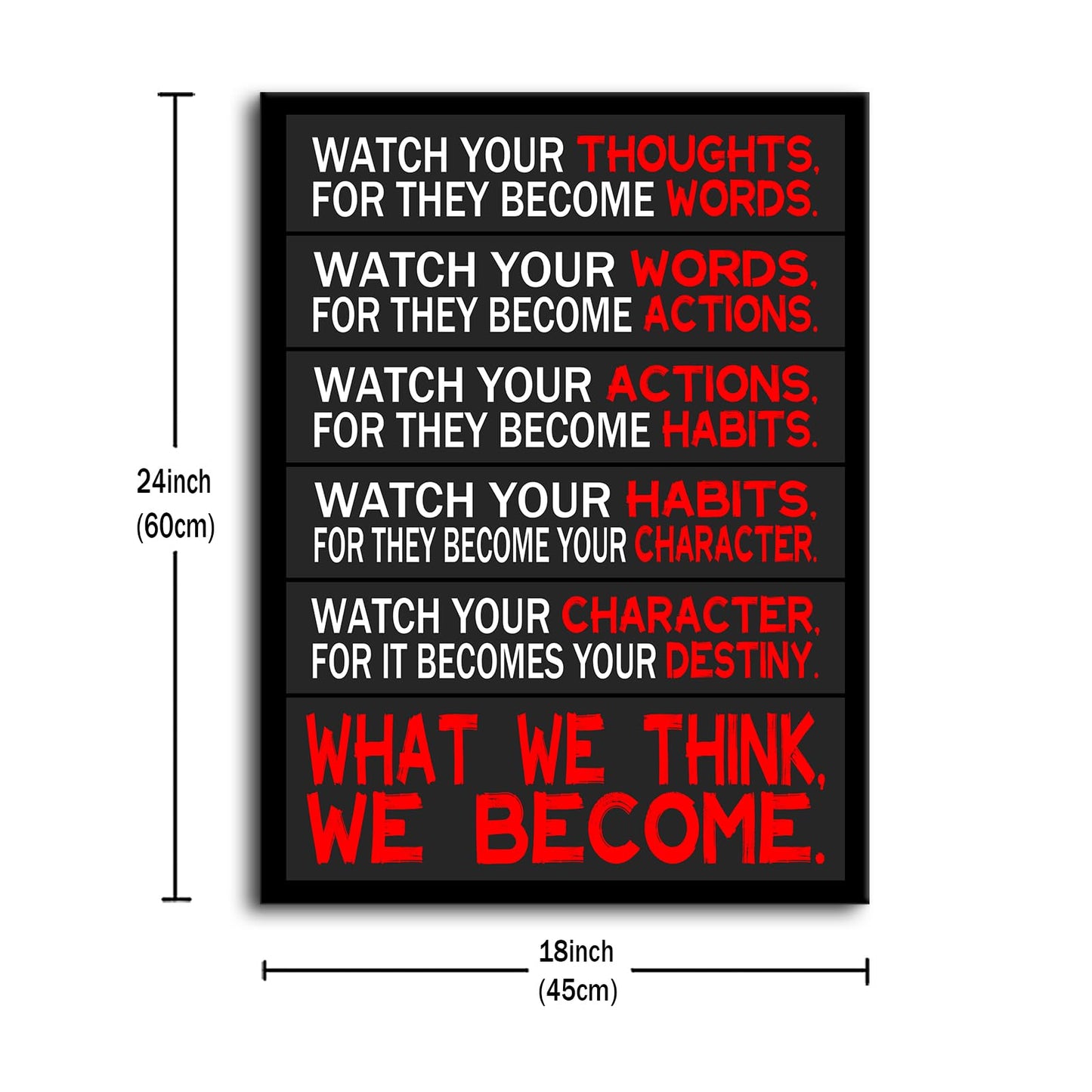 Motivational Canvas Wall Art Watch Your Thoughts Inspirational Poster Print Positive Quotes Pictures Painting Artwork for Home Office Bedroom Living Room Wall Decor Ready to Hang [18''Wx24''H]