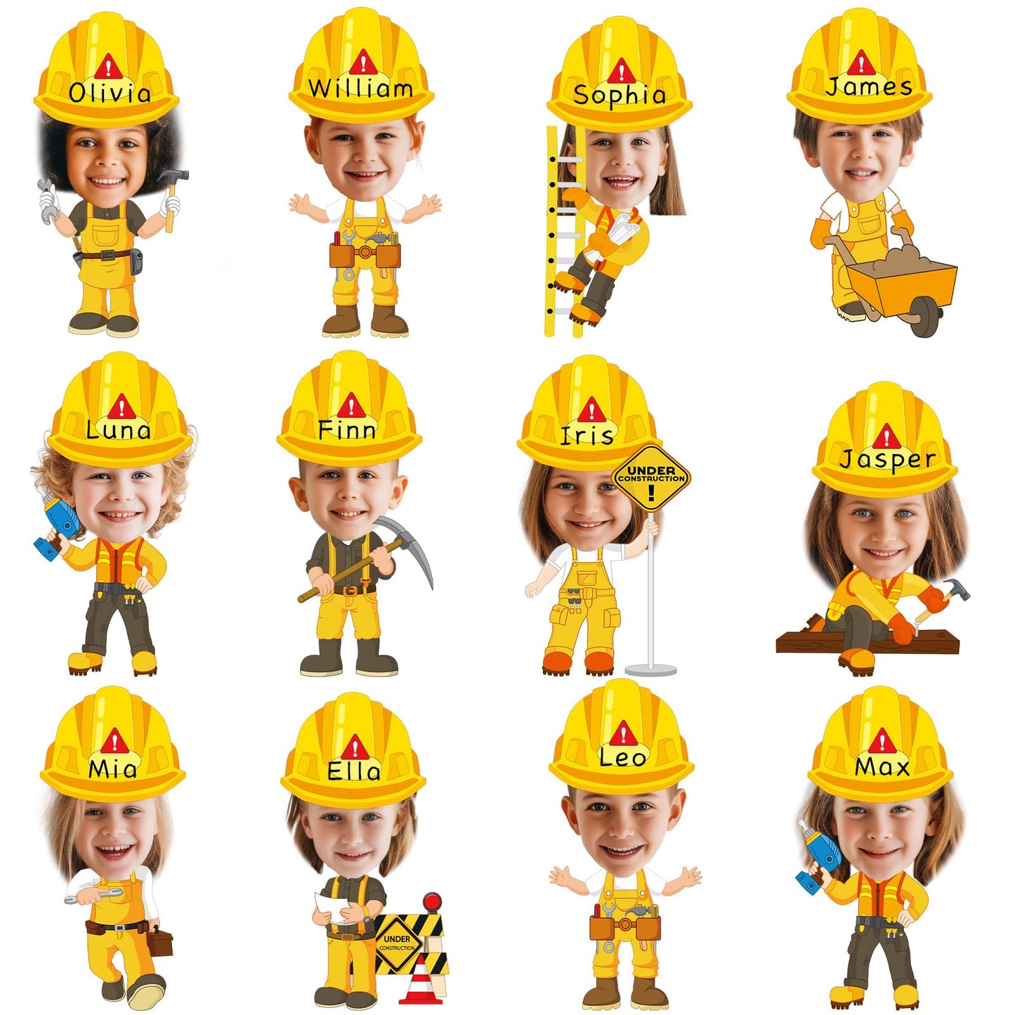 60pcs Construct Theme Cutouts Construction Helmet Bulletin Board Decorations Construct Paper Cut-Outs Classroom Decor for Boy Girl Classroom DIY Craft Photo Kindergarten Preschool Wall Door Supplies