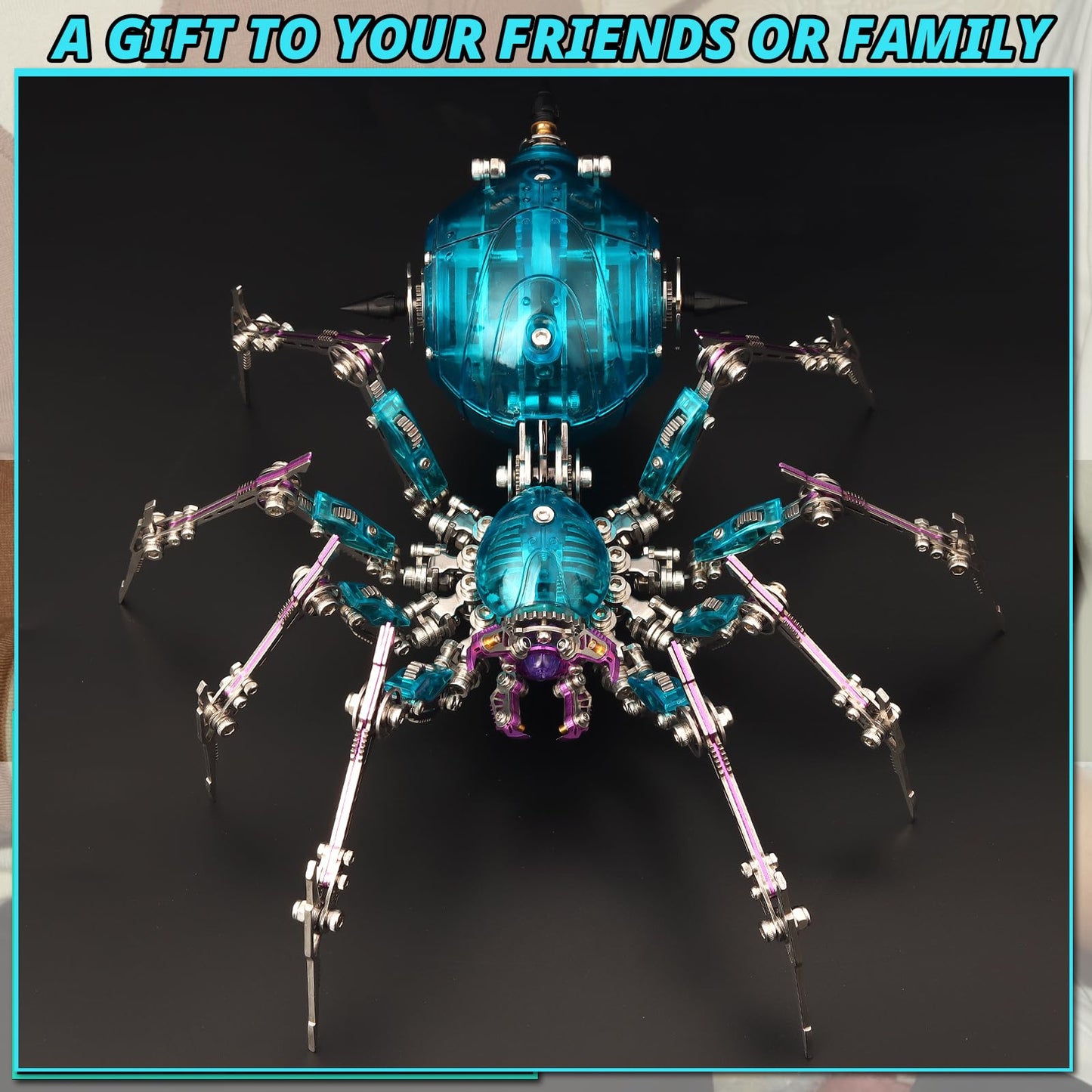 YUEZUDPO 3D Metal Puzzles for Adults, Metal 3D Puzzle DIY 3D Spider 602 Pieces Mechanical Building Kit,3D Model Kits to Build for Birthday Christmas