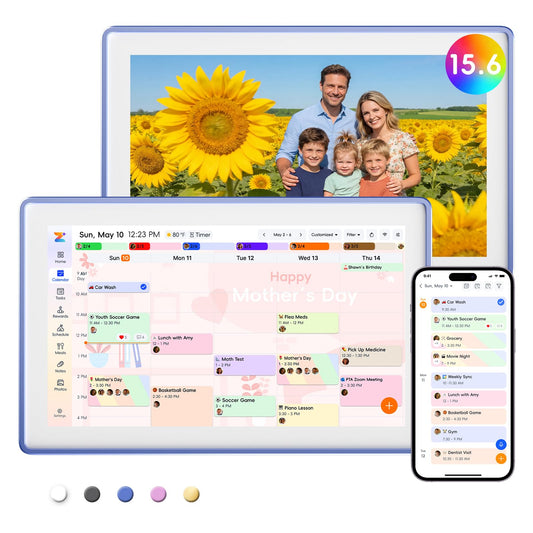Westsee 15.6" Digital Calendar, No Subscription Smart Family Planner, Interactive Touchscreen Electronic Wall Calendar, Photo Display, Meals, Chore Chart & Tasks, Wall & Desk Mountable (Ultramarine)