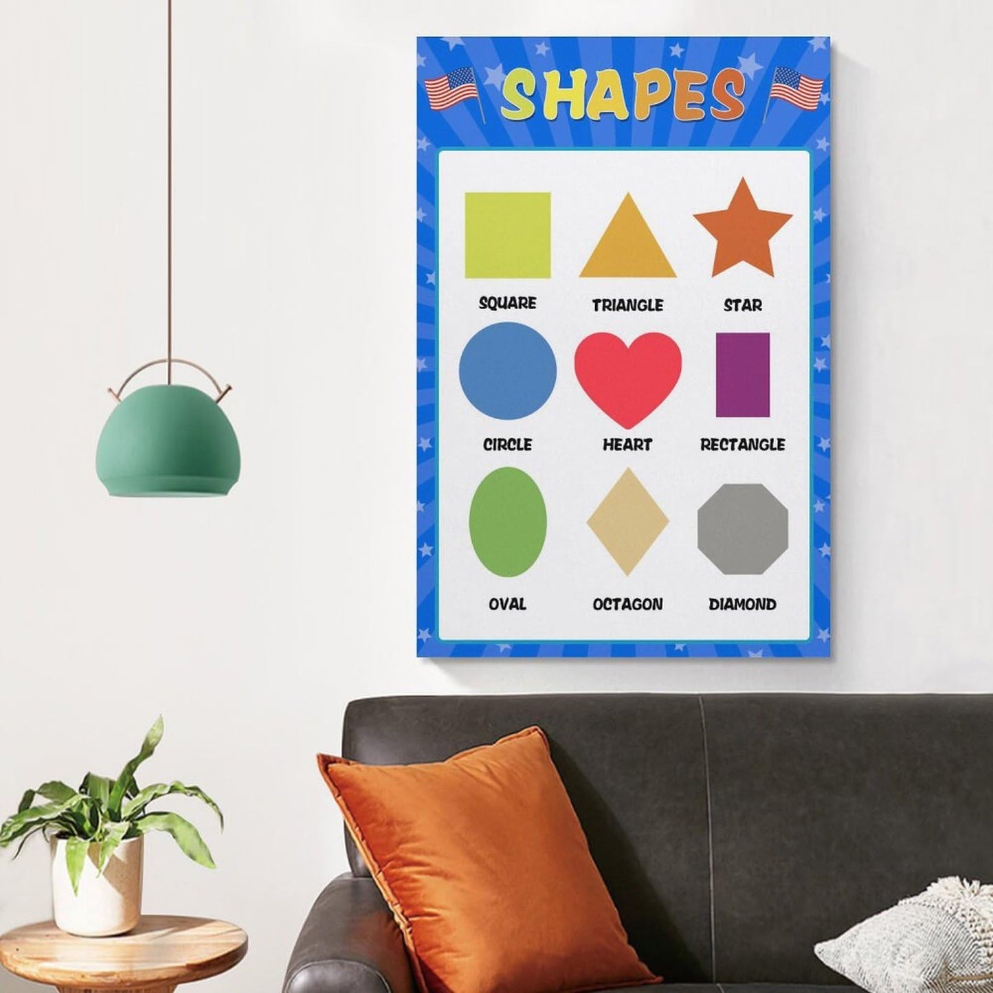 LINWDSB Shapes Posters for Classroom Wall, Shapes Learning Poster Wall Decor for Classroom Nursery Kids Room Playroom Preschool Decor Unframe style-6 12x18inch(30x45cm)