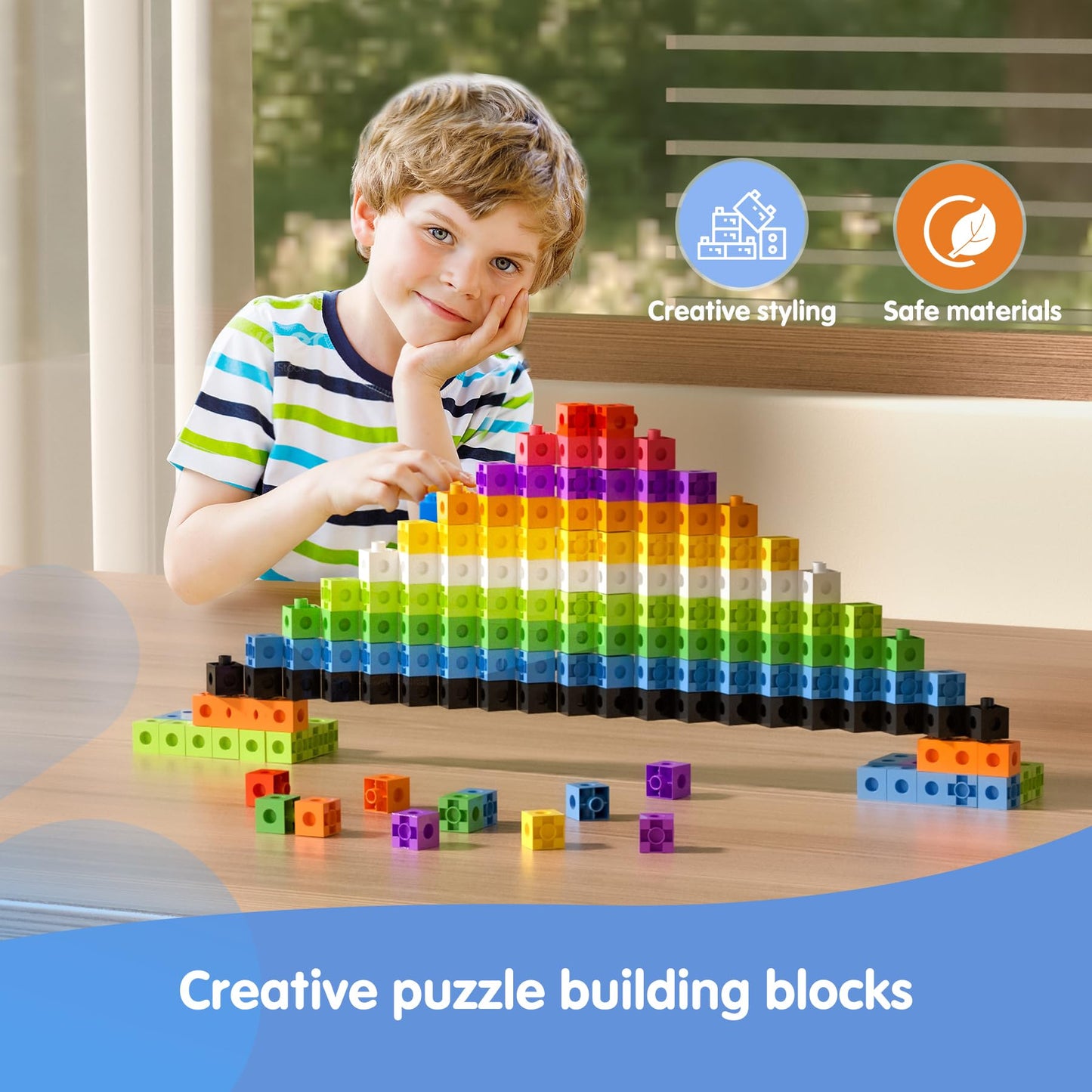 TOMMYHOME Math Linking Cubes with Box 301PCS, Preschool Math Manipulative, Kids Counting Blocks Play Set, Suitable for Learning Educational Supplies in Kindergarten. Great Gift for Boys & Girls (1)