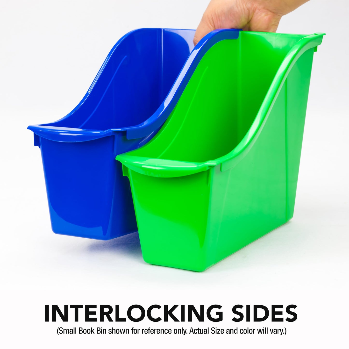Storex Small Book Bin – Interlocking Plastic Organizer for Home, Office and Classroom, Purple, 6-Pack (71110U06C)