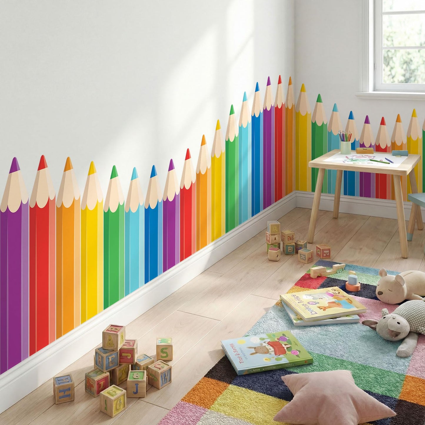 Gilprop 9.8 ft Boho Book Classroom Wall Decor Fabric Back to School Classroom Wall Decoration Backdrop with Adhesive Dot Cuttable Book Bulletin Board Decoration for Blackboard Playroom Nursery