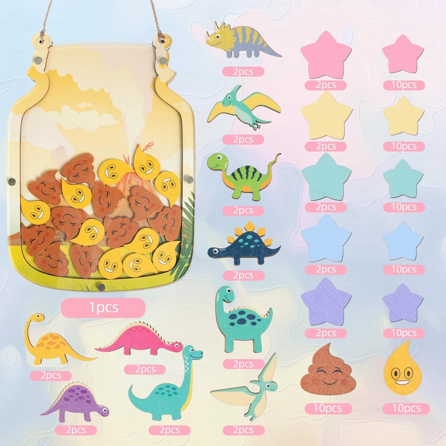 102 Dinosaur Reward Jar for Toddlers Reward Chart for Kids Back to Shcool Dinosaur Behavior System Chart Jar for Chiildren 8.8" X 12" Incentive Behavior Jars for Boys Girls School Classroom Students