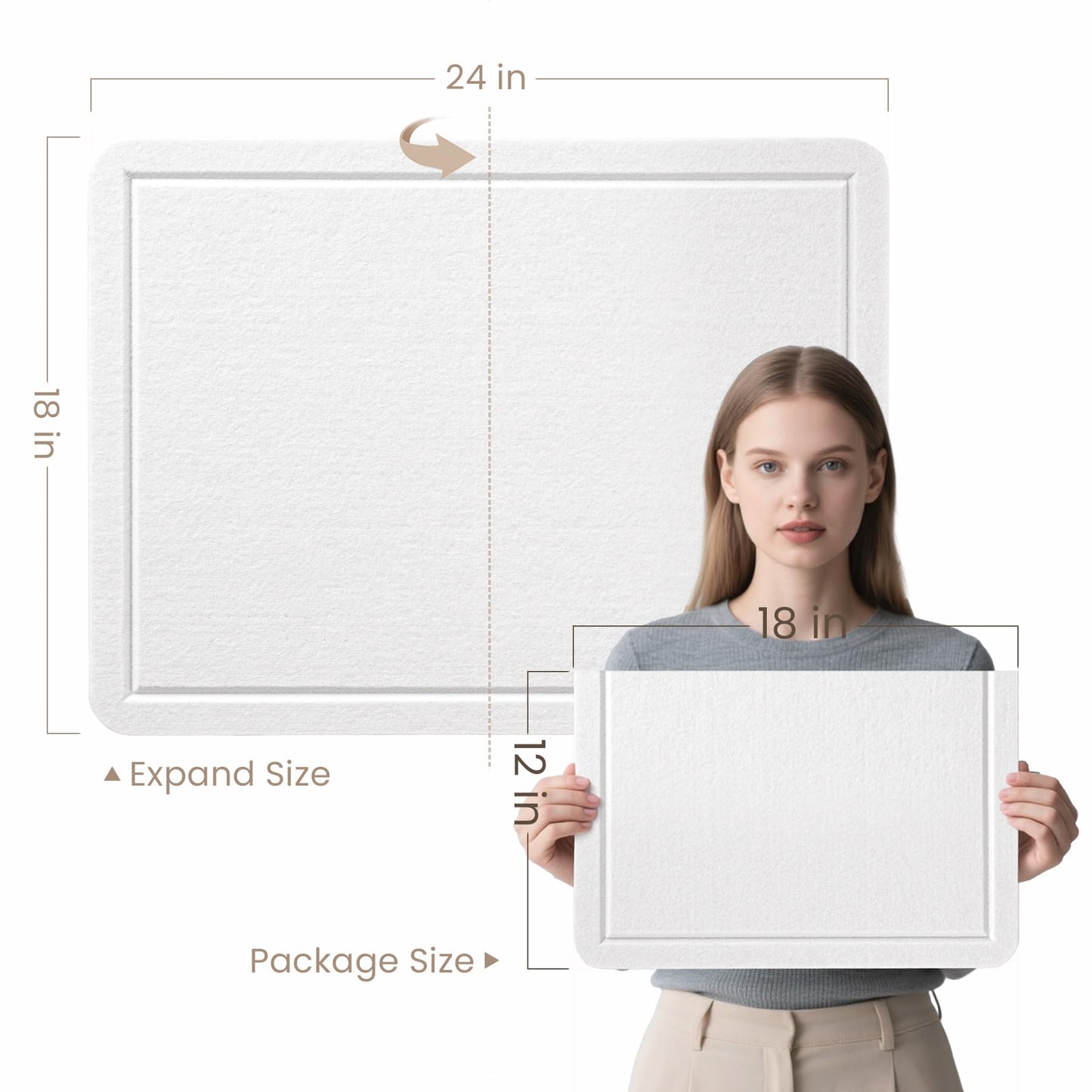 Lightomorrow Bulletin Board, 24 x 18 inches Felt Board Decorative Pin Board, Vision Board Cork Board Alternative for Wall, Foldable Photo Board Self-Adhesive Vision Board with 20 Pushpins - White