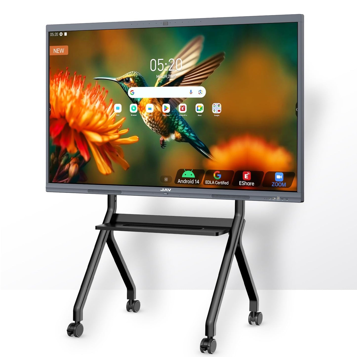 JAV 55" Smart Board Pro Google EDLA Certified 4K UHD Interactive Whiteboard for Classroom Office All-in-One Touchscreen Display with 48MP AI Camera 100W Soundbar Android 14 8+128GB Wall Mount Included