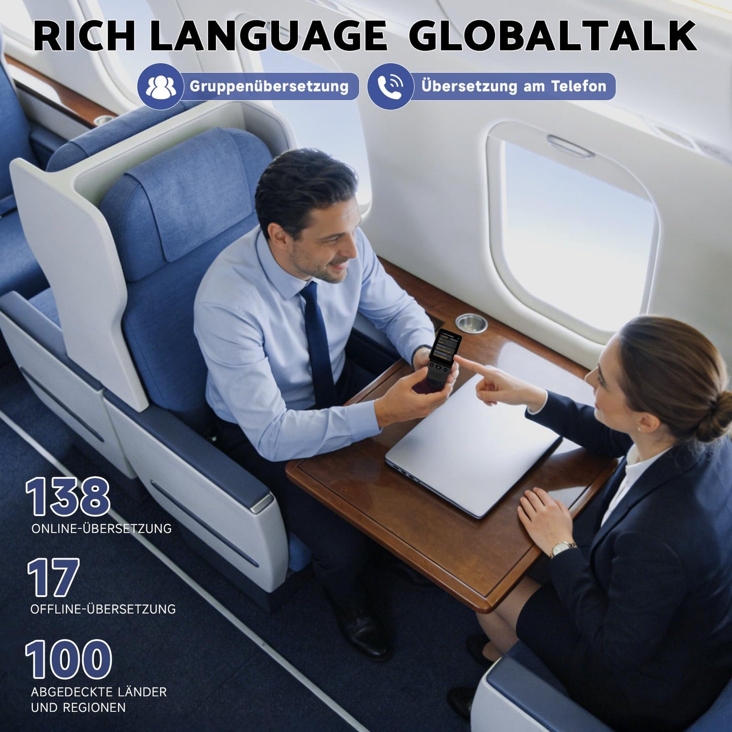Ai Language Translator Device, 2025 Instant Voice Translator Device T21 Wi-Fi Available, Two-Way 138 Languages Ai Translator Offline Recording Photo Translation Device for Business Travel Study