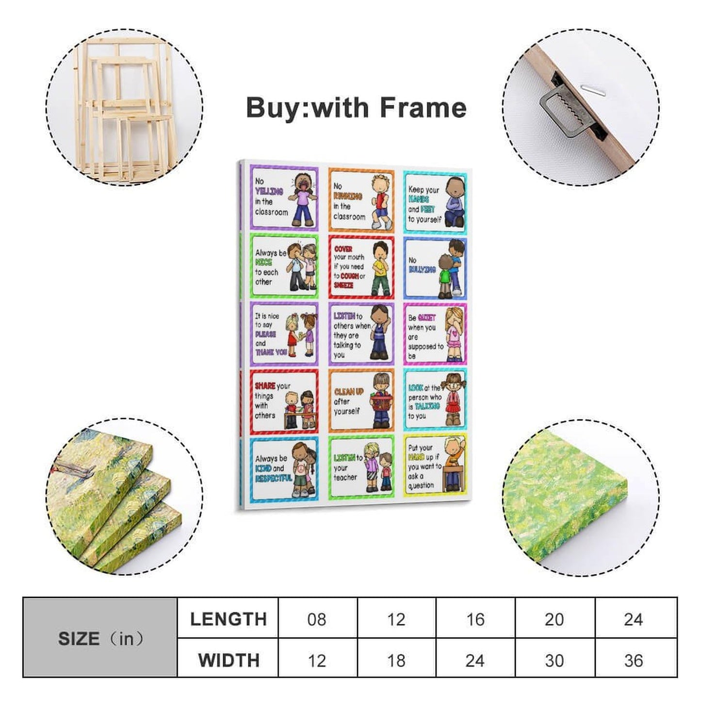 Classroom Rules Educational Posters for Preschool, Home, Middle And High School Classroom Poster Poster for Room Aesthetic Posters & Prints on Canvas Wall Art Poster for Room 16x24inch(40x60cm)