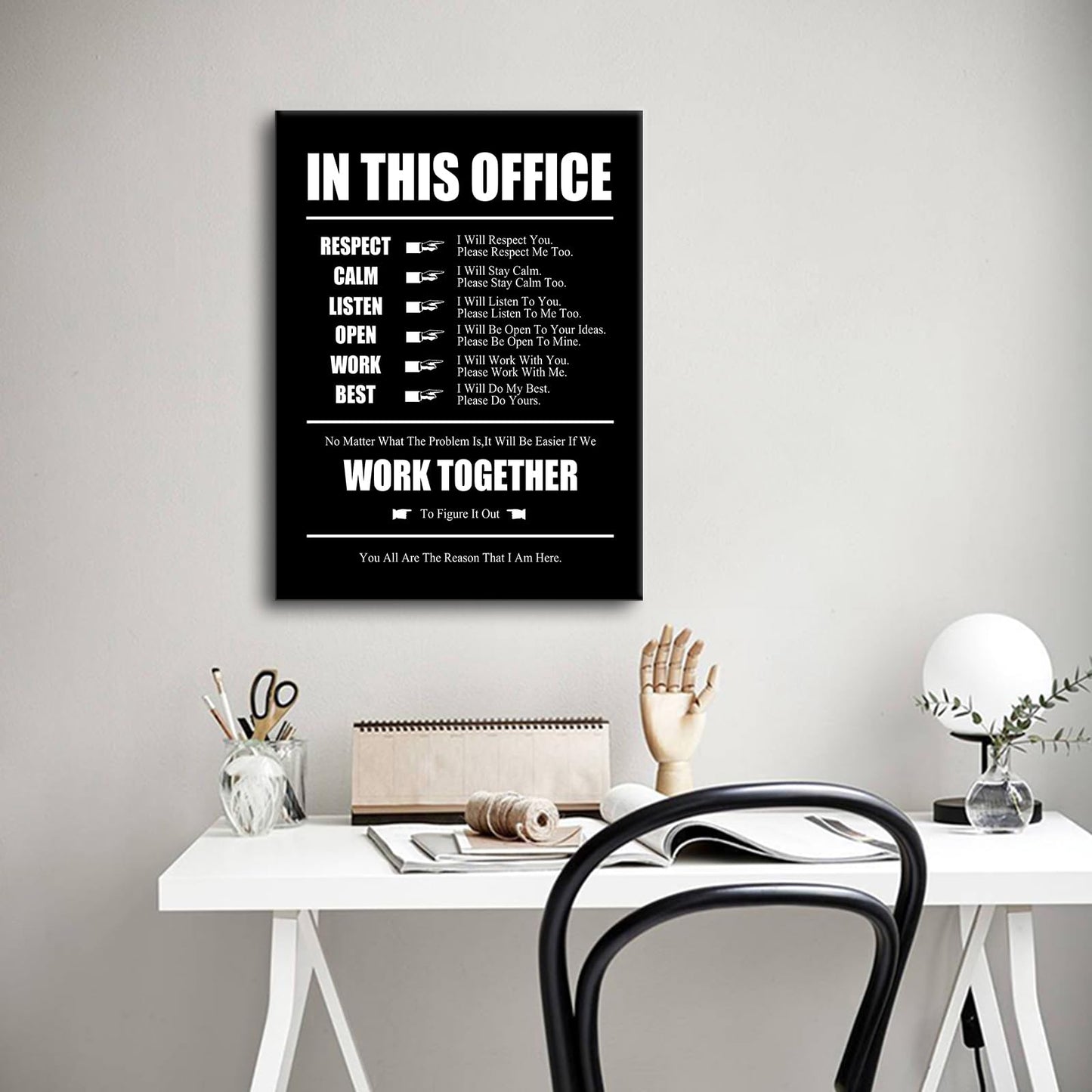 Inspirational Canvas Wall Art Motivational Posters In This Office Print Artwork Positive Entrepreneur Quotes Painting Office Wall Decor Living Room Framed [18''Wx 24''H]