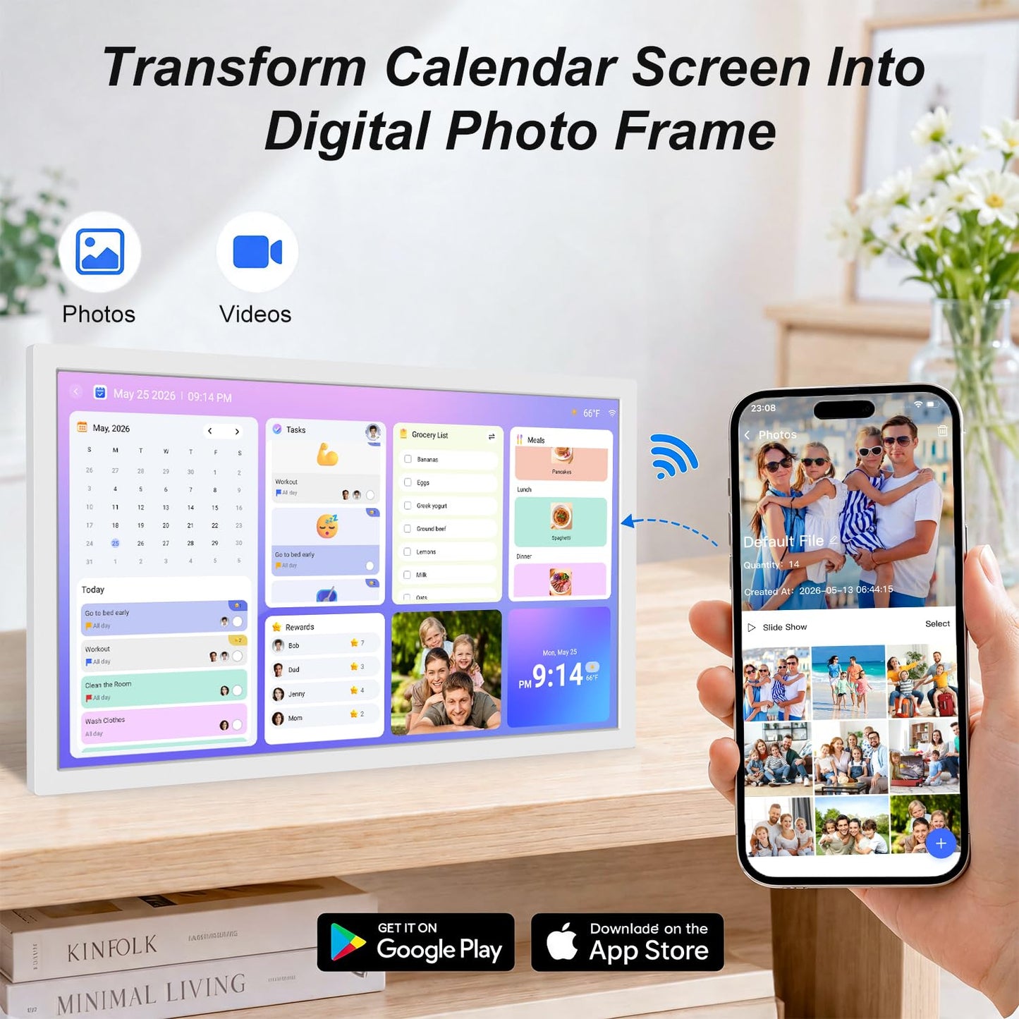 27" Digital Calendar Electronic for-Family-Meal-Planner - Touchscreen Smart Calendar for Business Schedule, Star Rewards, Chort Chart, Wall Mountable, Auto-Sync Google iCloud Outlook, Gift for Mom Dad