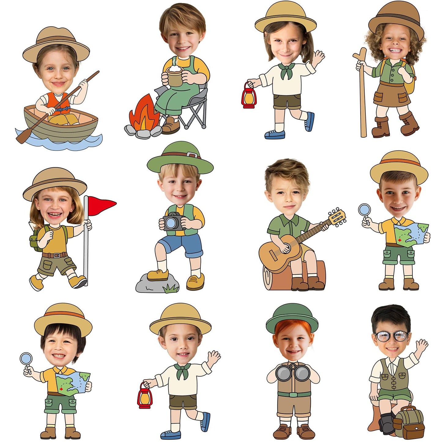60pcs Camping Theme DIY Cutouts Camper Bulletin Board Decoration Set Camping Adventure Paper Cut-Outs Classroom Decor for Boy Girl Classroom DIY Photo Craft Kindergarten School Wall Door Supplies