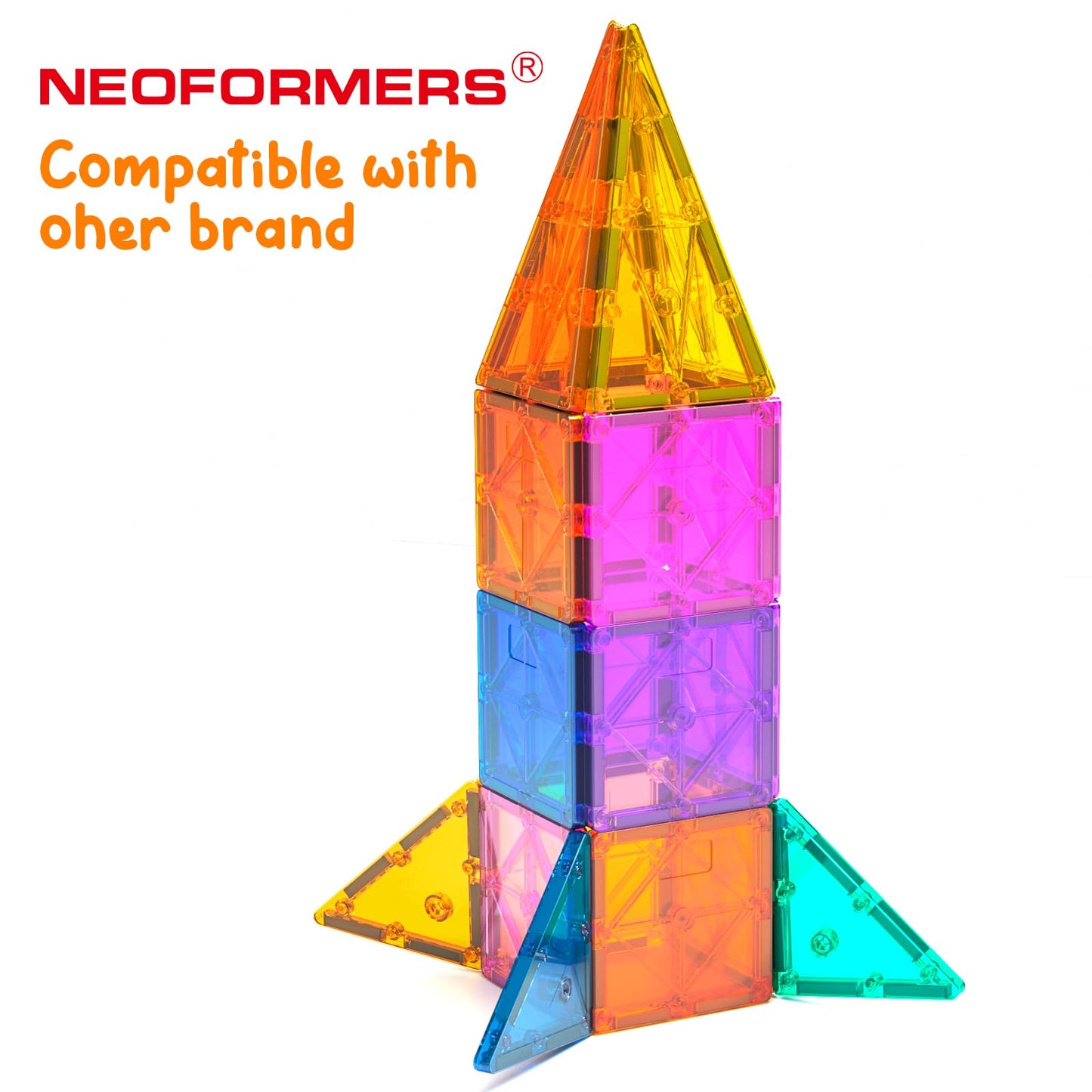 NEOFORMERS Magnetic Tiles Building Block Set: 16PCS Isosceles Triangle Expansion Pack Construction Building Blocks, Starter Set for Kids Ages 3+