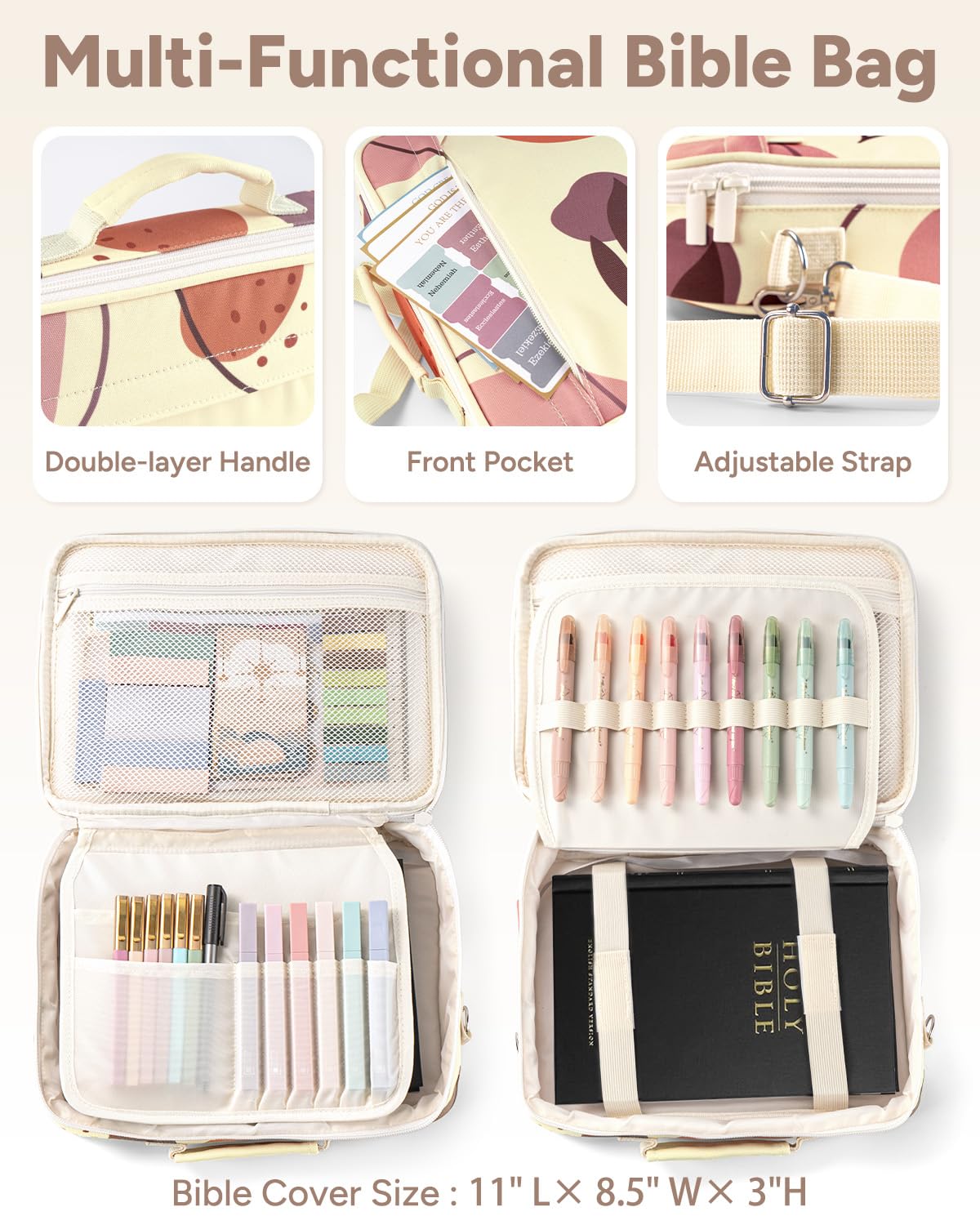 WEMATE 146PCS Bible Journaling Kit with Bag, No Bleed Highlighters and Pens, Tabs, Prayer Cards, Washi Tape, Sticky Notes, Annotation Study Supplies, Christian Gift for Women, College Stationery