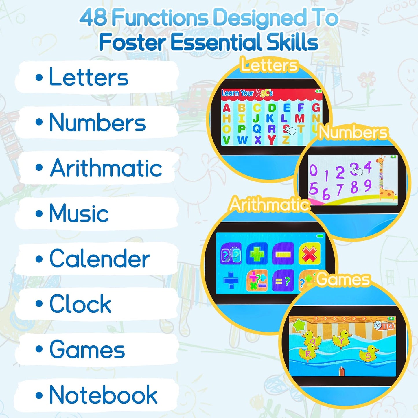 Kids Laptop, Color Screen Educational Laptop with 48 Learning Modes, Laptop for Kids Ages 5+