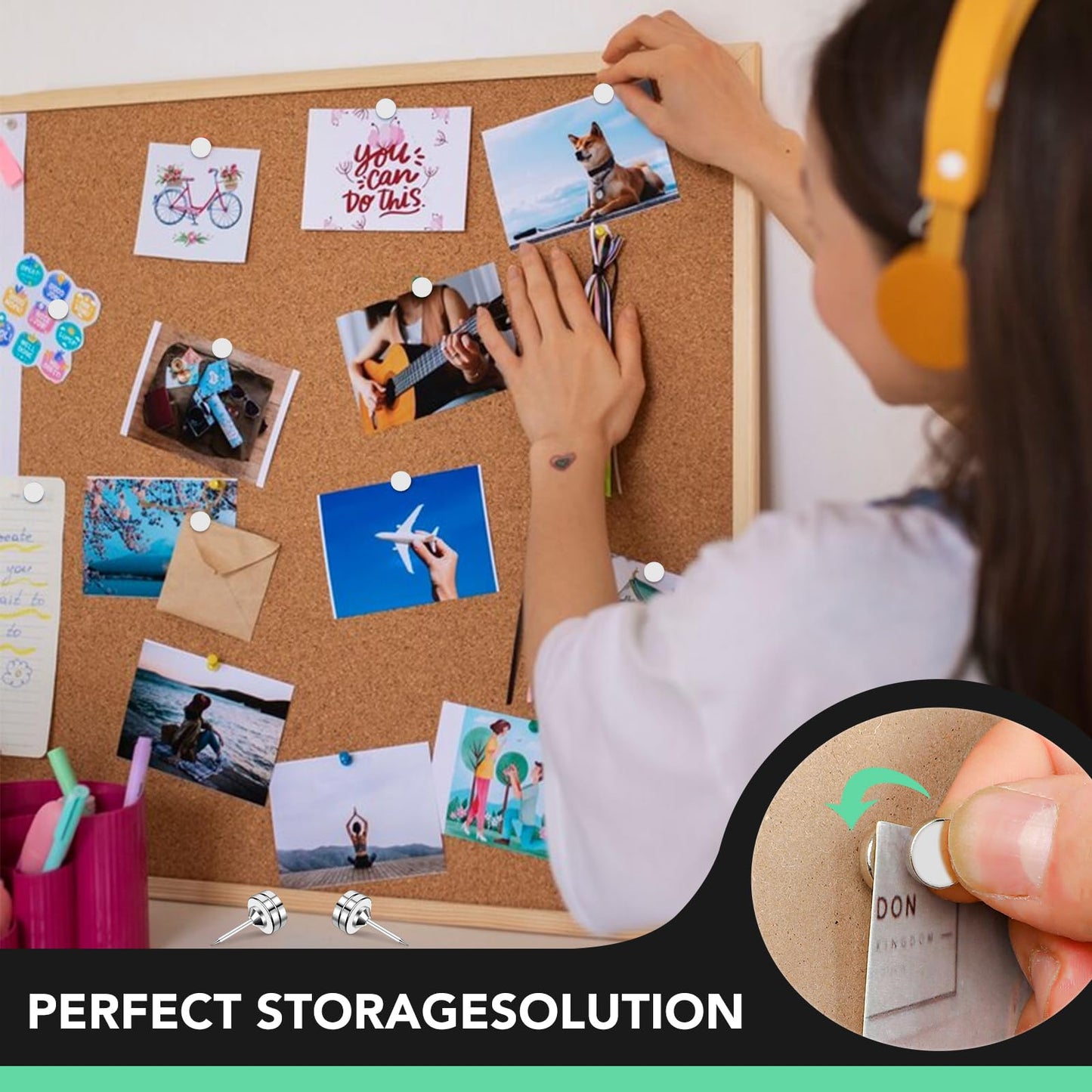 E BAVITE Magnetic Push Pins, 80 Sets Magnet Thumbtack for Wall Bulletin Board Strong Decorative Pushpins Clip for Map Picture Hanging Kit Poster Holder