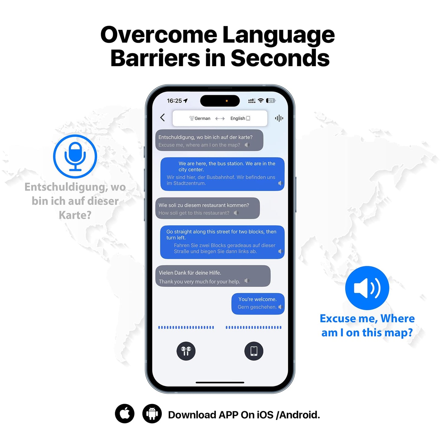 AI Language Translator Earbuds Translation Headphones Real Time 144 Languages Translating Earphones with 8 Accent Offline,Compatible with iOS & Android for Travel/Business/Learning