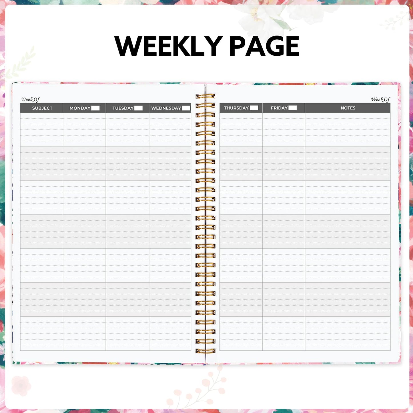 Teacher Planner 2026-2027, 7x10'' Undated Lesson Planners Teacher Planner Academic Year with Elastic Band, Back Pocket for Classroom or Home school Use，Watercolor Floral