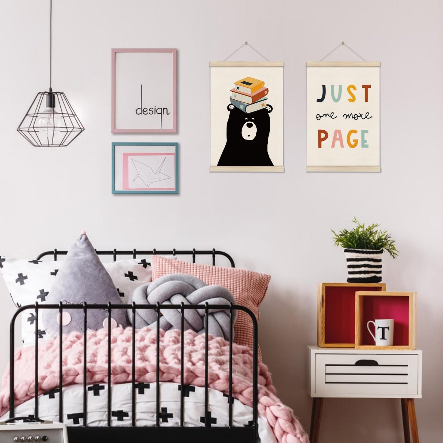 DOI-LANEE Reading Corner Decor for Classroom, 2 PCS Reading Wall Art, Nursery Posters Hanger Frame, Cute Classroom Decor 16x12 Inch, Learning Canvas Wall Art Playroom