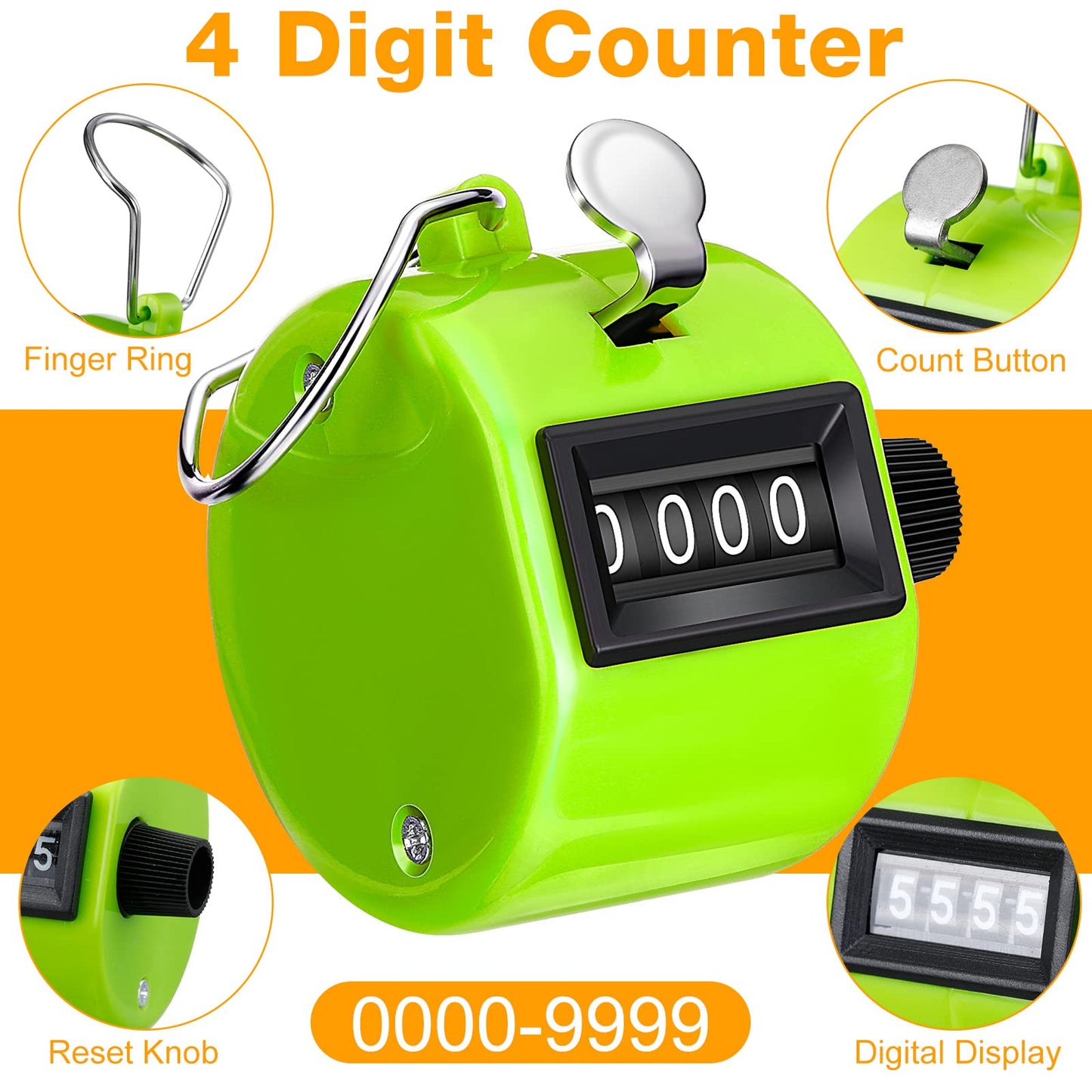 Hoteam 30 Pcs Handheld Tally Counter 4 Digital Number Count Clicker Counter Hand Mechanical Pitch Clicker for Coaching,Knitting, People, Lap, Fishing, Golf Sport Row