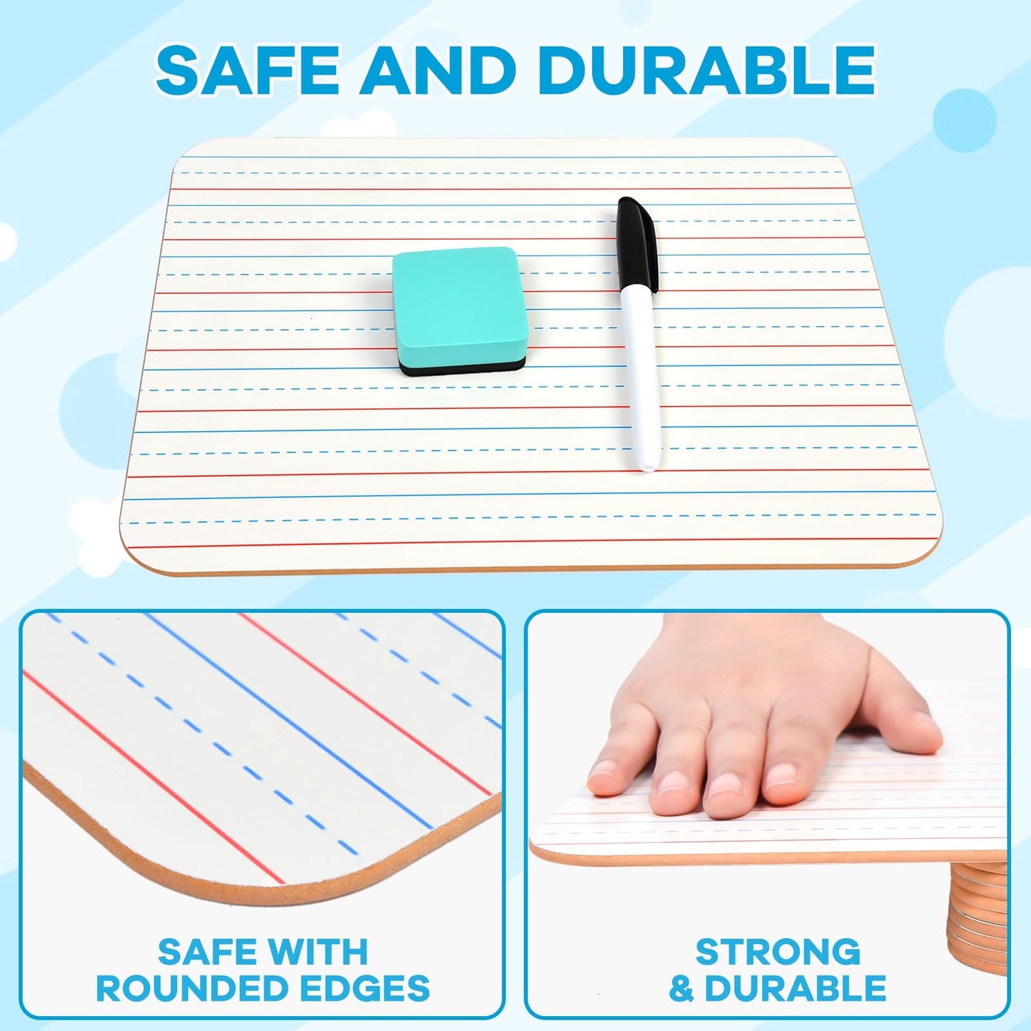 COYMOS 6 Pack Small White Board with Lines 9 x 12 Inch Double Sided Mini Dry Erase Board Classroom Pack Portable Dry Erase Lapboard for Kids Teacher Supplies with 6 Erasers and 6 Markers