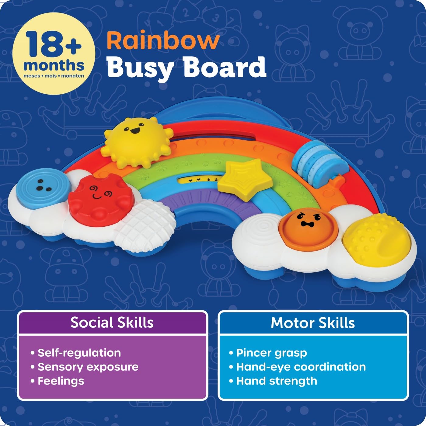 Learning Resources Rainbow Busy Board - Montessori Busy Board, Toddler Sensory Toys, Boy and Girl Travel Toys for Toddlers, Fine Motor Toy, Sensory Toddler Travel Activities, Educational Gifts