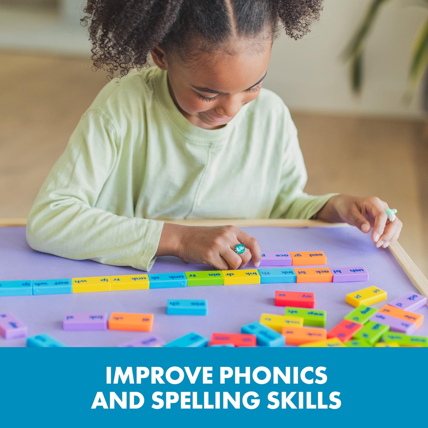 Educational Insights Phonics Dominoes: Blends & Digraphs - First Grade Phonics Games for Kids Ages 6-8, Learn to Read Phonemic Awareness Manipulatives, 1st Grade Learning Toys, Word-Building Tiles