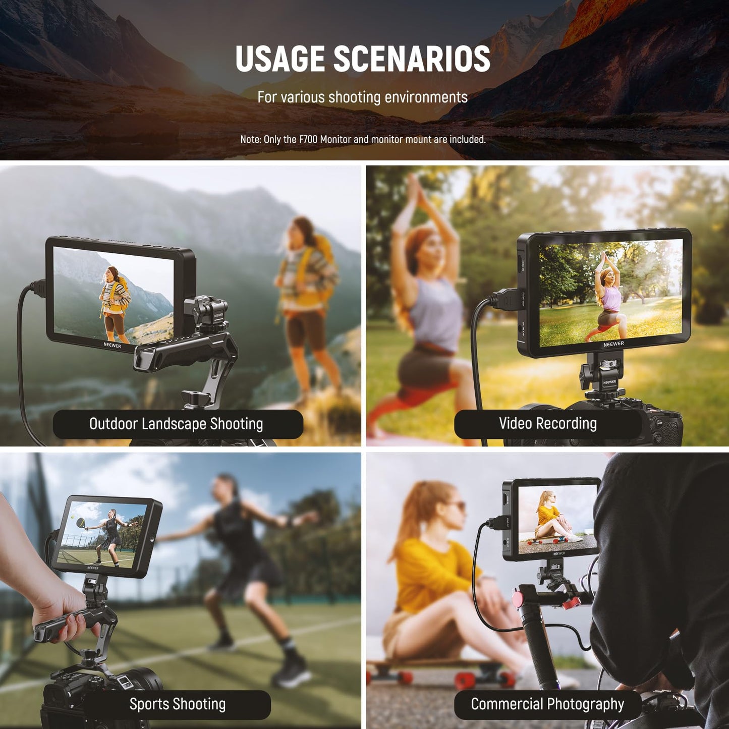NEEWER F700 7" Camera Field Monitor, 2000nit HD 1920x1080 IPS Touch Screen with 3D LUT, 4K HDMI Loop in/Out with Peak Focus DSLR Video Assist HDR Waveform, Cold Shoe Mount, 2 NP-F750 Batteries & Cable