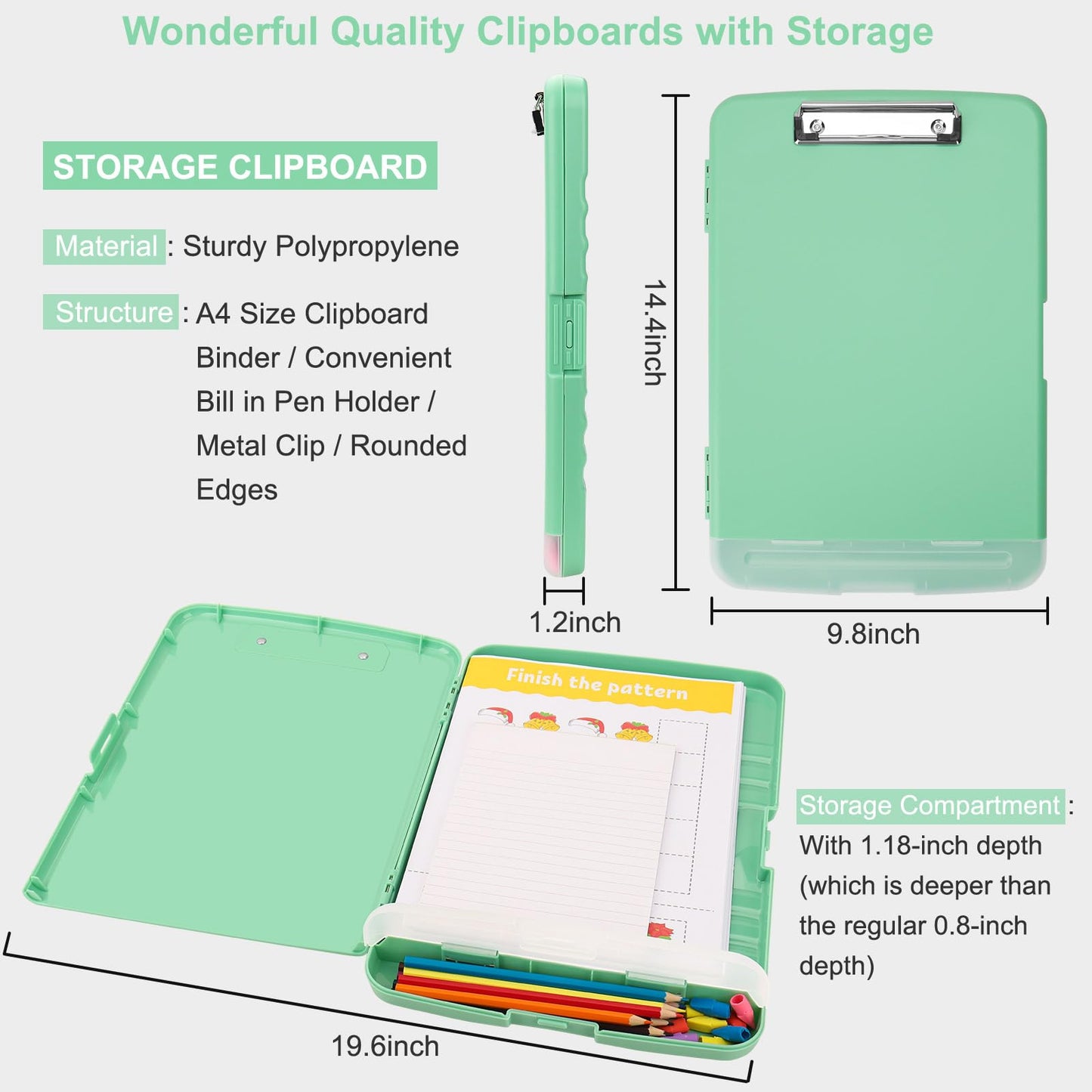 SFLHHDM Clip Boards 8.5x11 with Storage, Low Profile Clip Plastic Clipboards, Nursing Clipboard Folder with Pen Holder, Heavy Duty Clipboard with Storage, Nurse Binder Case for Classroom