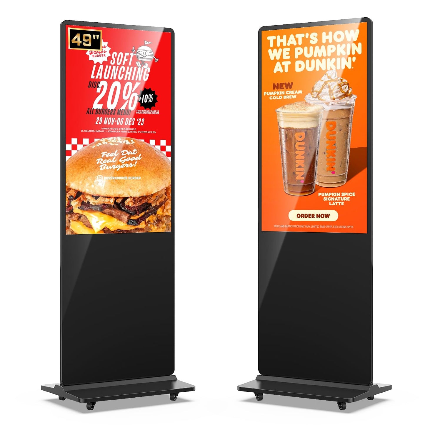 QIXZOCV MWE 49 Inch Indoor Floor Standing Digital Signage Advertising Display Kiosk LCD Screen Commercial Totem Android System Vertical Poster with Auto Media Player