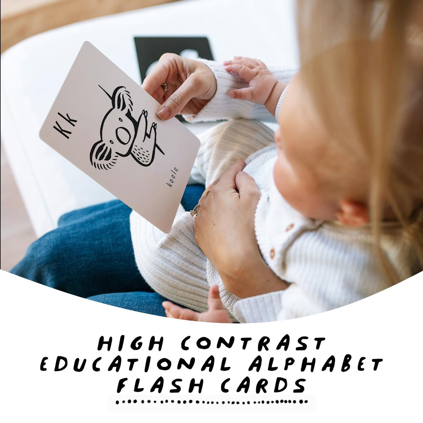 Wee Gallery Educational Flashcards for Babies, Double Sided Black and White Learning Flash cards, Woodland Animal Alphabet Cards for Visual Stimulation and Cognitive Development of Toddlers