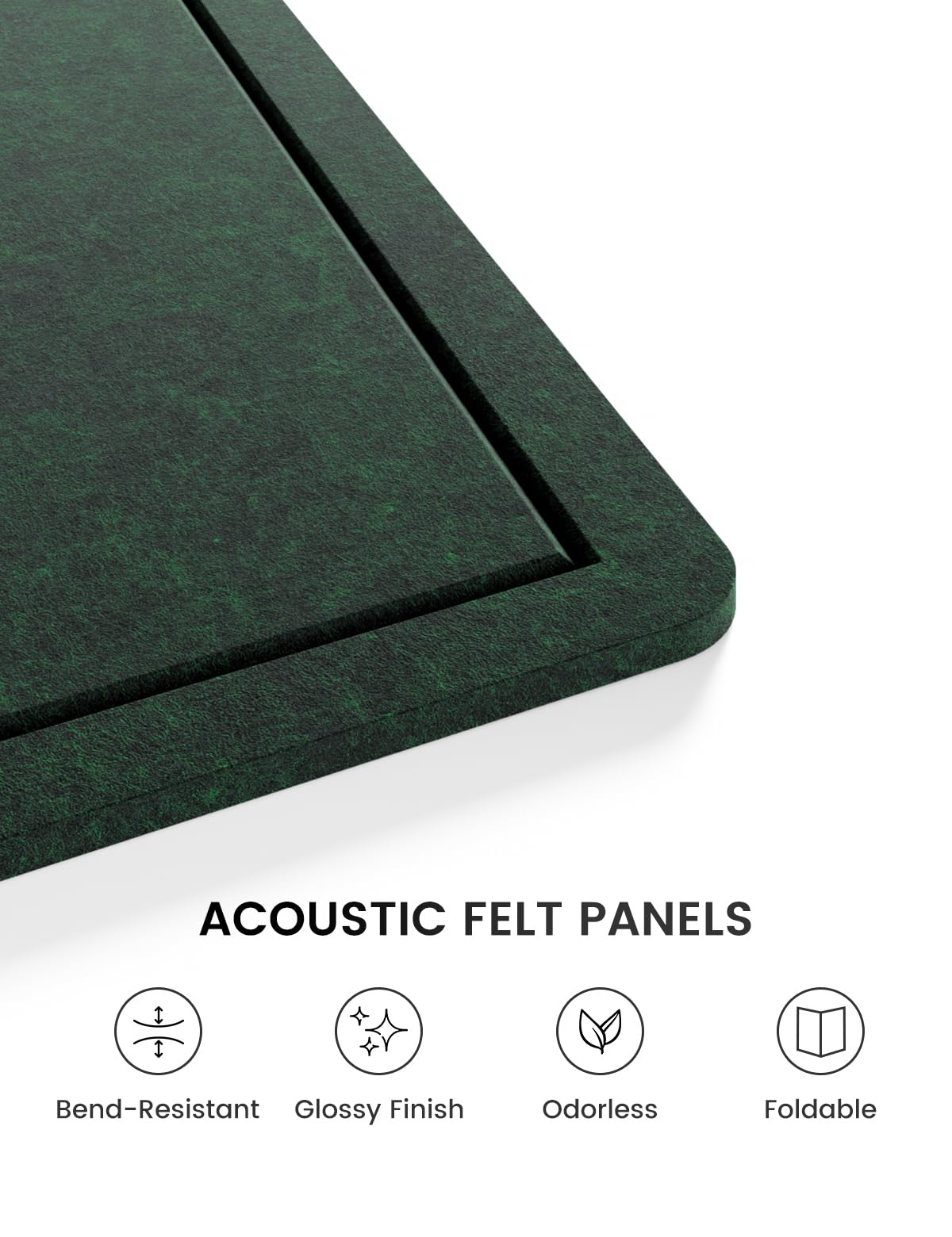 Fluxynara Bulletin Board, 23.6" x 17.5" Cork Board Alternative with 12 Safe Removable Adhesive Tabs, Foldable Felt Pin Board for Home Office, Classroom, Bedroom,Entryway for Walls—Pine Green