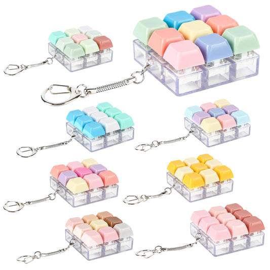 yisncka 8 Pcs Keyboard Fidget Keychain Keycap Stress Relief Fidget Keyboard Clicker for Office Gifts Adults ( 9 keys )