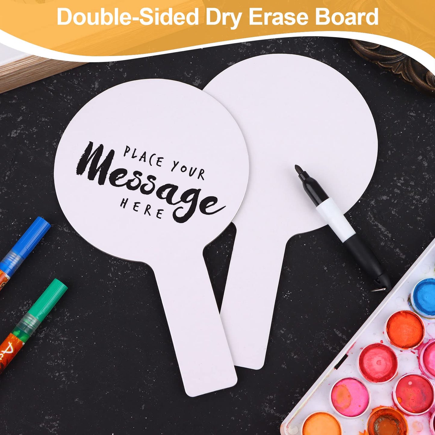 100 Pieces Dry Erase Answer Paddles Handheld Double Sided Paddles Mini White Boards Small White Board Dry Erase Signs Auction WhiteBoard for Students Classroom Voting Games