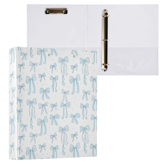 Blue Gray Leaves Round Ring Binders 1.5 Plants Botanical 3 Ring Clipboard Binder for Office School Work Supplies File Folder 200 Sheet Capacity Easy Open