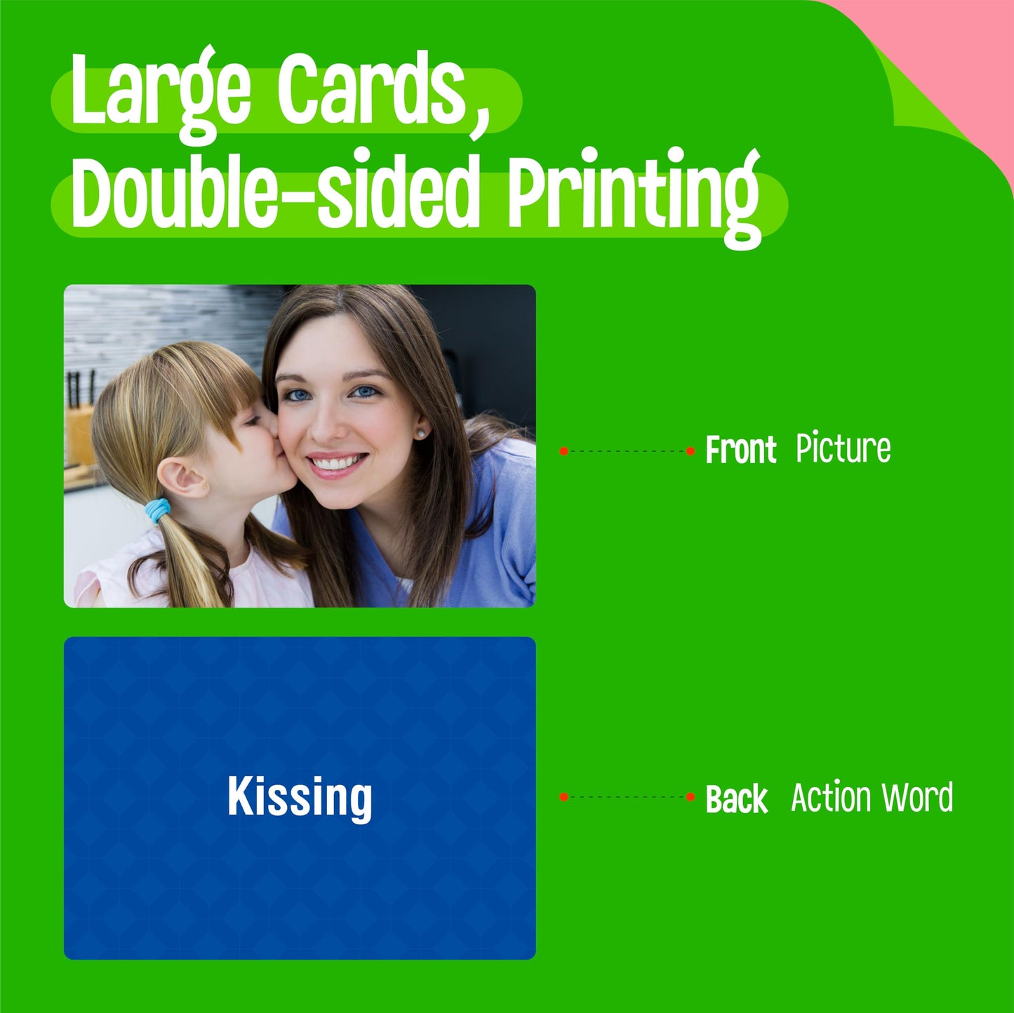 100 Verb Flashcards, Picture & Word Cards Action Language Builder Visual Aid Language Learning Tool for Autism, ESL Teaching Materials for Adults, Non-Verbal Children Vocabulary Builder for Kids