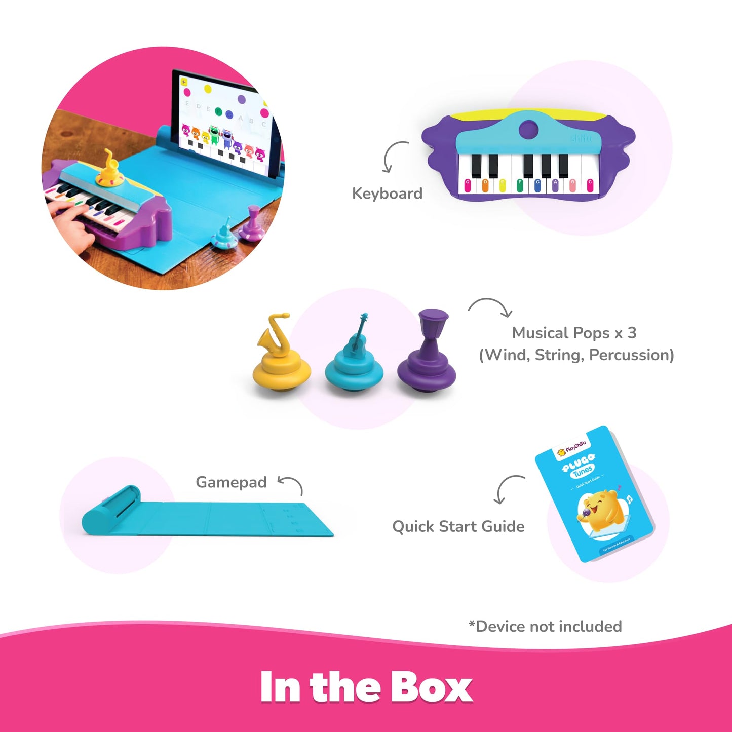 Plugo Tunes by PlayShifu (Kit+App): Interactive Piano Starter Kit for Ages 4-10 | Educational Musical Toys for Early Childhood | Perfect Music/Musical Gift for Boys & Girls (Works with tabs/mobiles)