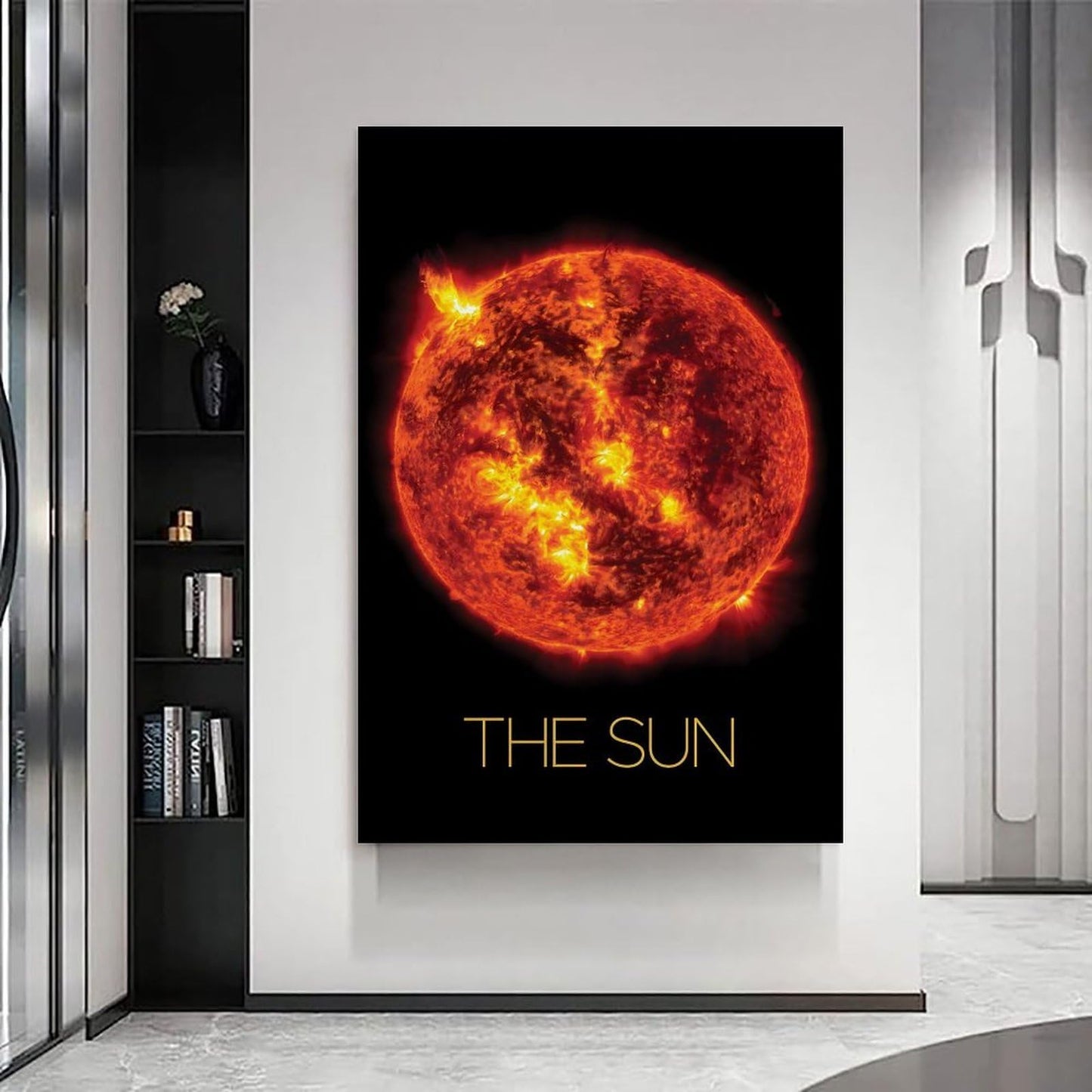 Solar System Planets Canvas Wall Art - The Sun star Space Poster for Kids Room Bedroom Classroom, STEM Educational Astronomy Decor, Science Gift for Boys Girls, 16x24 Inch Framed