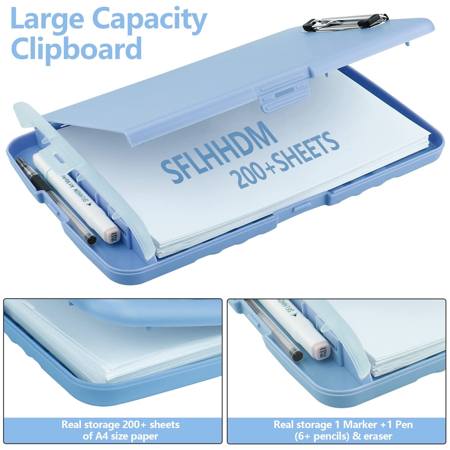 SFLHHDM Clipboard with Pen Holder, Legal Size Nursing Clipboard with Storage, Plastic Clip Board for Writing, Lightweight Cute Clipboards Storage with Low Profile Clip for Work, Office