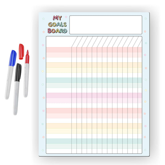 Magnetic Dry Erase Incentive Chart Board | Reward and Task Tracker for Kids and Adults | Behavior and Goal Organizer for Home, Classroom, and Teachers - 10" x 13" with Markers