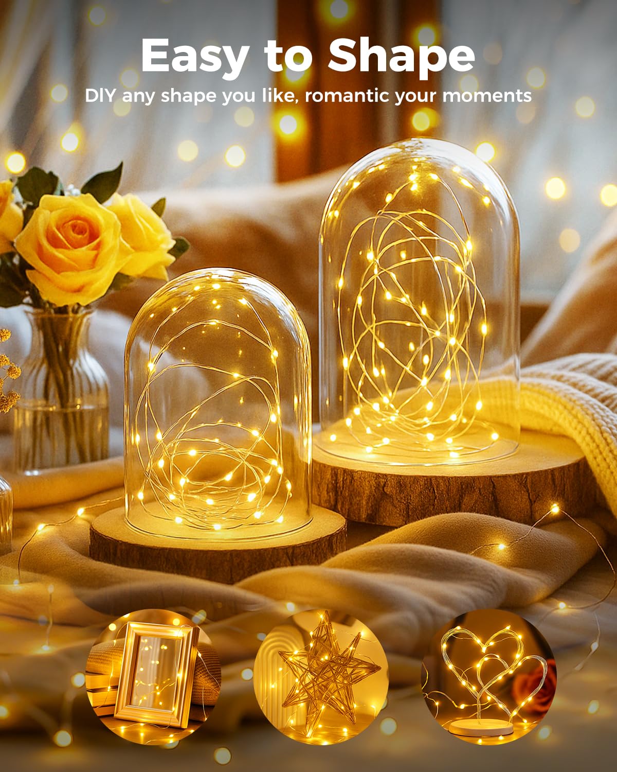 btfarm Fairy Lights 100 Pack, 7FT 20 LED Mini String Lights, Waterproof Silver Wire, Warm White for Crafts & Decorations